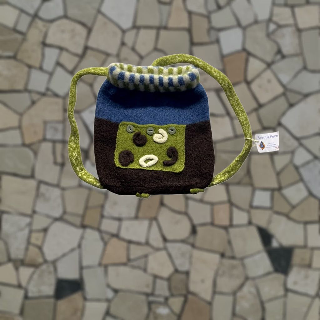 Vintage Purses By Fern Handcrafted Felted Wool Backpack Women Wool Backpack Blue Bag Size ONE SIZE - 1 Thumbnail