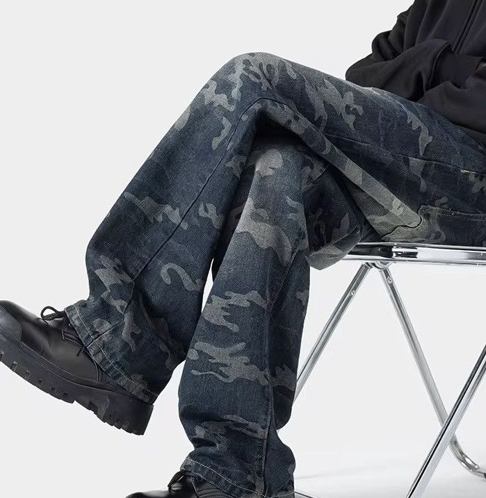 Designer × Jean Streetwear Camouflage Straight Hip Hop Jeans Pants Size US 31 - 4 Thumbnail