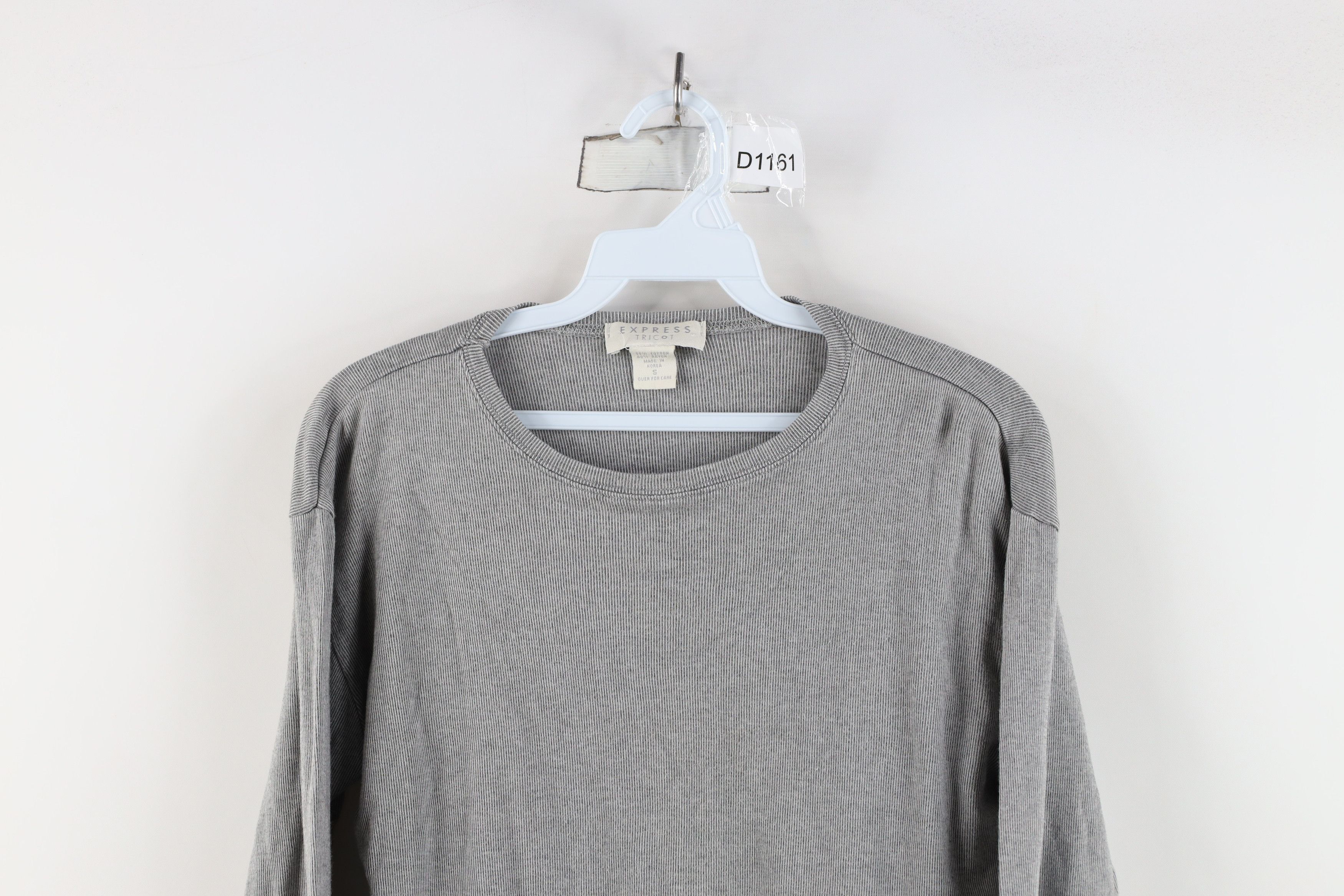 Express Vintage 90s Express Ribbed Knit Cropped Long Sleeve T-Shirt Size S / US 4 / IT 40 - 2 Thumbnail