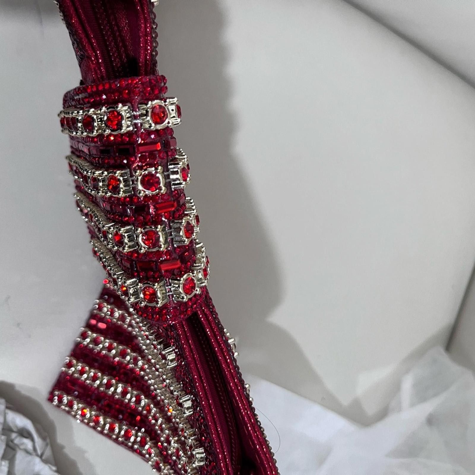 Other Elegant Red Clutch with Rhinestone Accents Size ONE SIZE - 3 Thumbnail