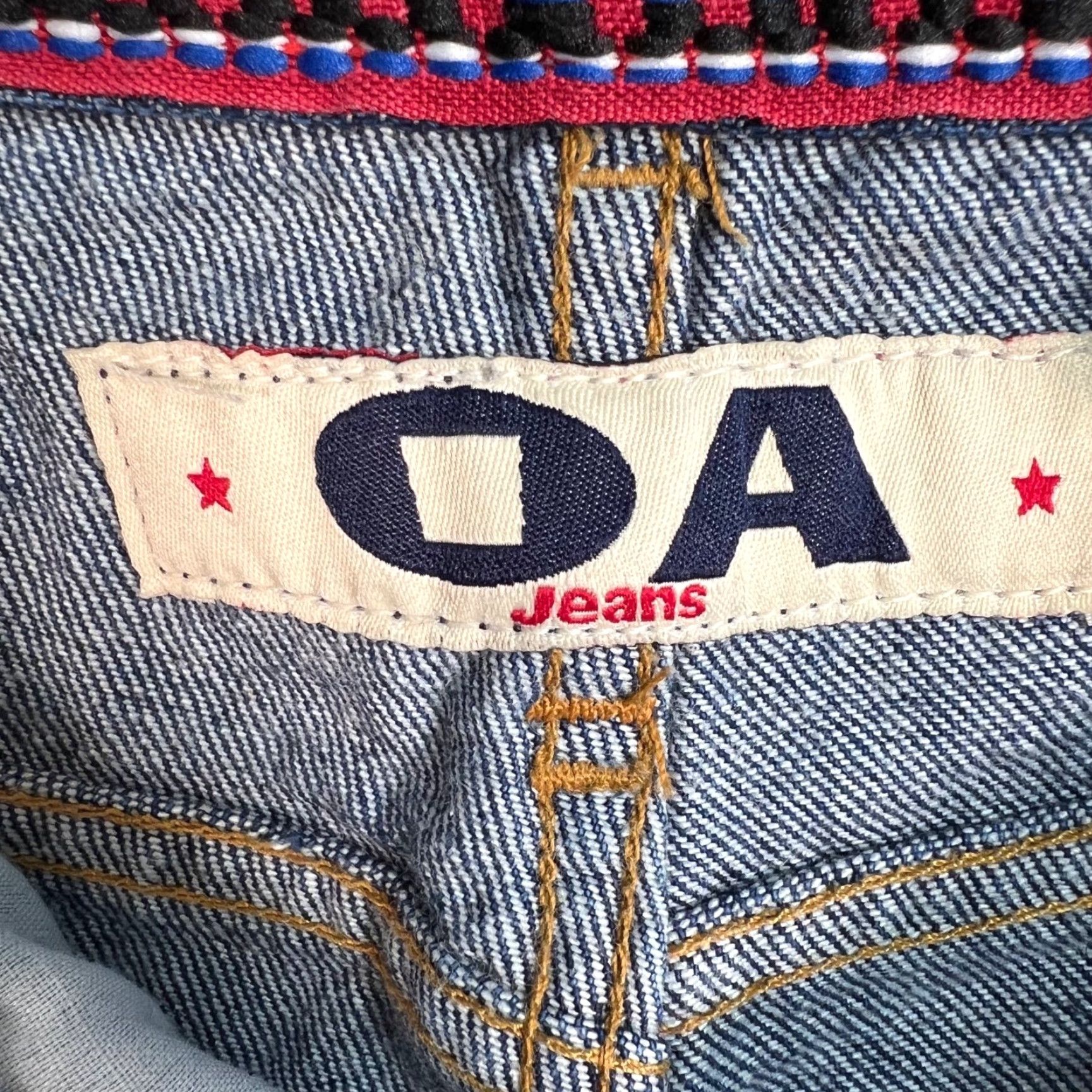 Denime VINTAGE OA Womens Denim Jeans Flared 3 Blue Mid Rise Embroidered Waistband 32 In Inseam Women’s Size 26" / US 2 / IT 38 - 3 Thumbnail