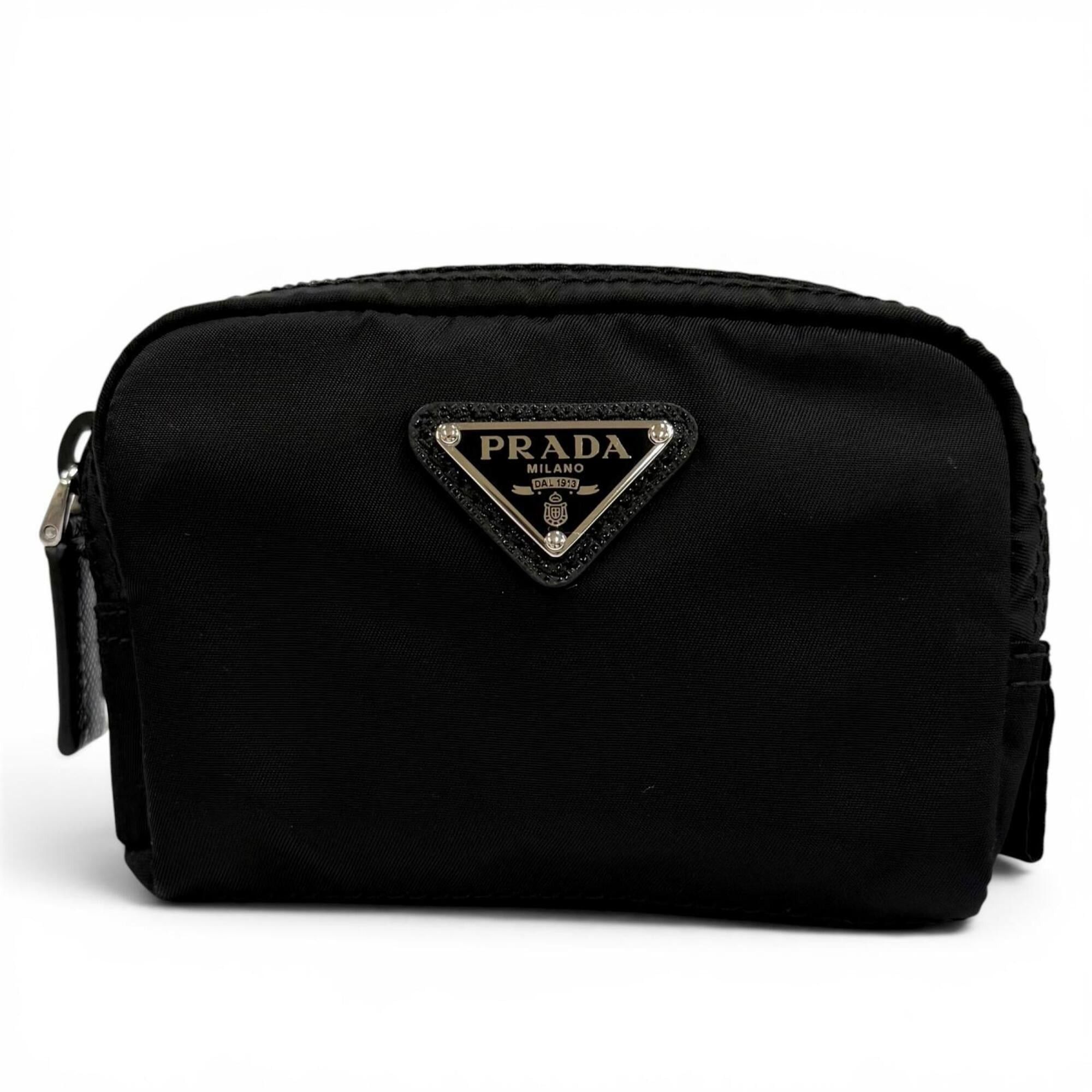 Prada PRADA 1ND339 Micro Re-Nylon Pouch with FRID Tag, Triangle Logo, Cosmetic Pouch, Black, Made in Italy, Women's, Dust Bag Size ONE SIZE - 1 Thumbnail