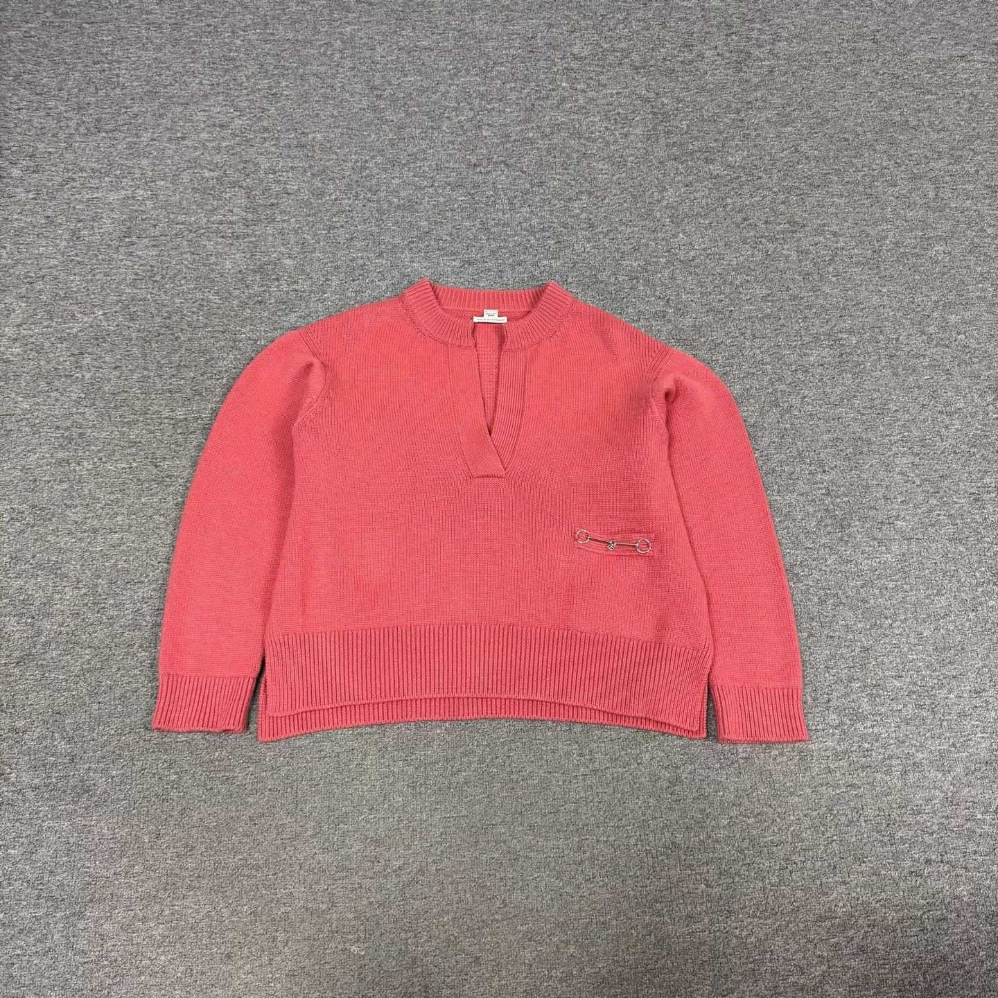 Hermes Hermes Horseshoe V-neck Cashmere Oversized Sweater Size S / US 4 / IT 40 - 1 Thumbnail