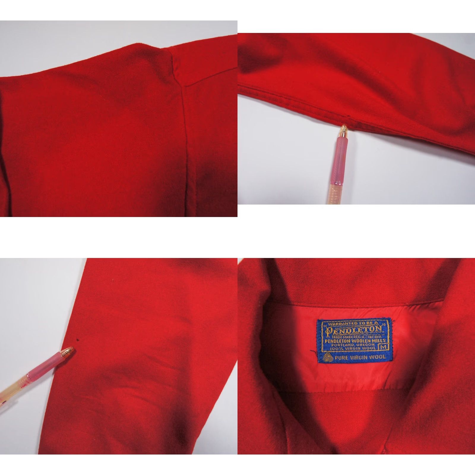 Pendleton VINTAGE Pendleton Shirt Mens Medium Red Wool Flannel 60s Button-Down with Pockets Moth Holes FLAWS*** Size US M / EU 48-50 / 2 - 8 Thumbnail