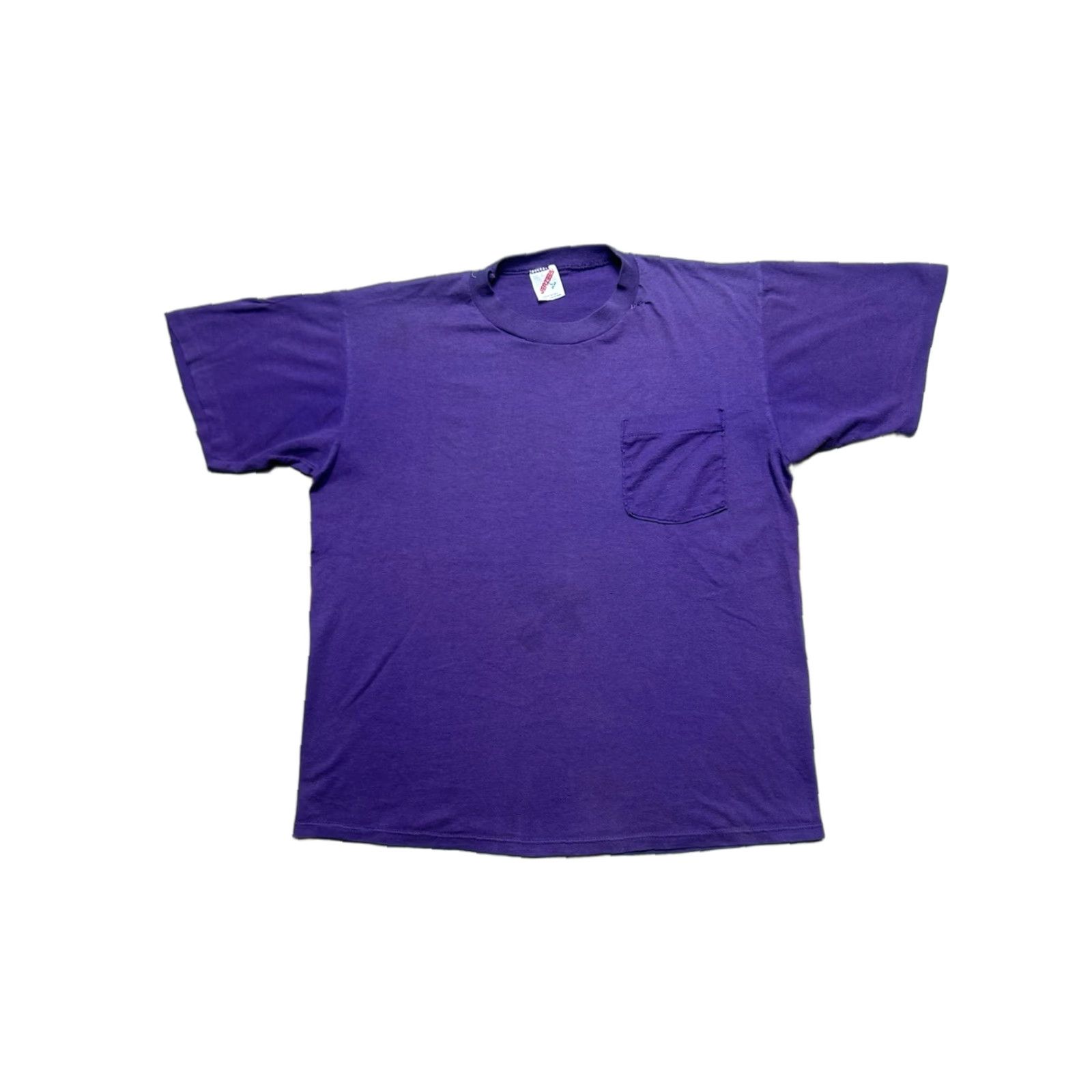 Jerzees VINTAGE 80s Jerzees T-Shirt Pocket Purple Plum Large Men Shirts Size US L / EU 52-54 / 3 - 1 Thumbnail