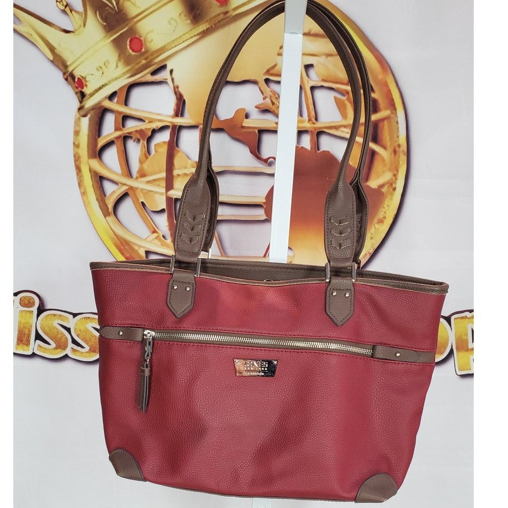 Jones New York Jones New York Red Brown Zip Tote Handbag Size ONE SIZE - 1 Thumbnail