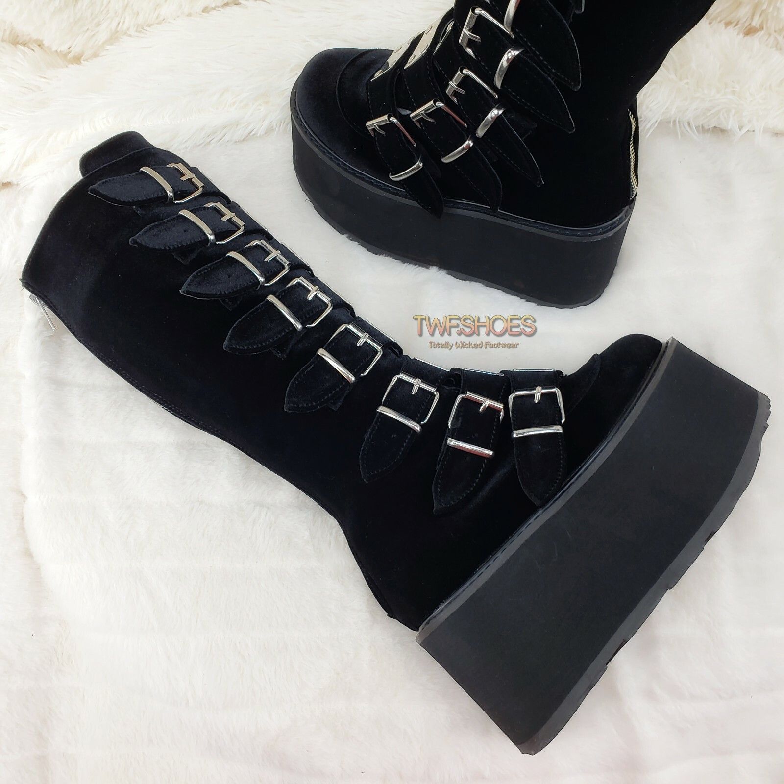 Other DEMONIA Damned 318 Multi Strap Goth Punk Rock Platform Boot Size US 7 / IT 37 - 4 Thumbnail