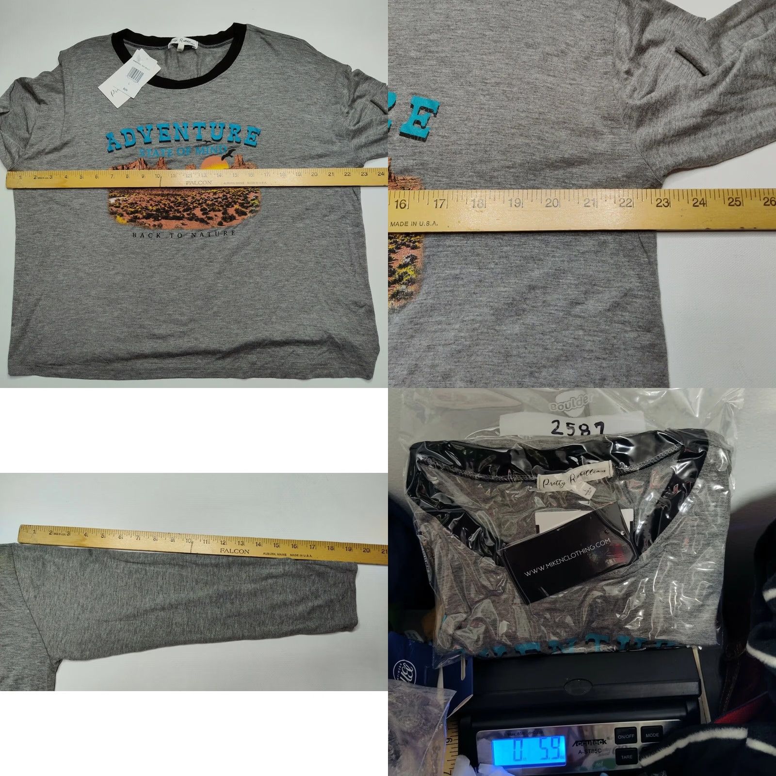 Vintage Pretty Rebellious T-Shirt Womens L Back to Nature Long Sleeve Gray Knit Size L / US 10 / IT 46 - 8 Thumbnail