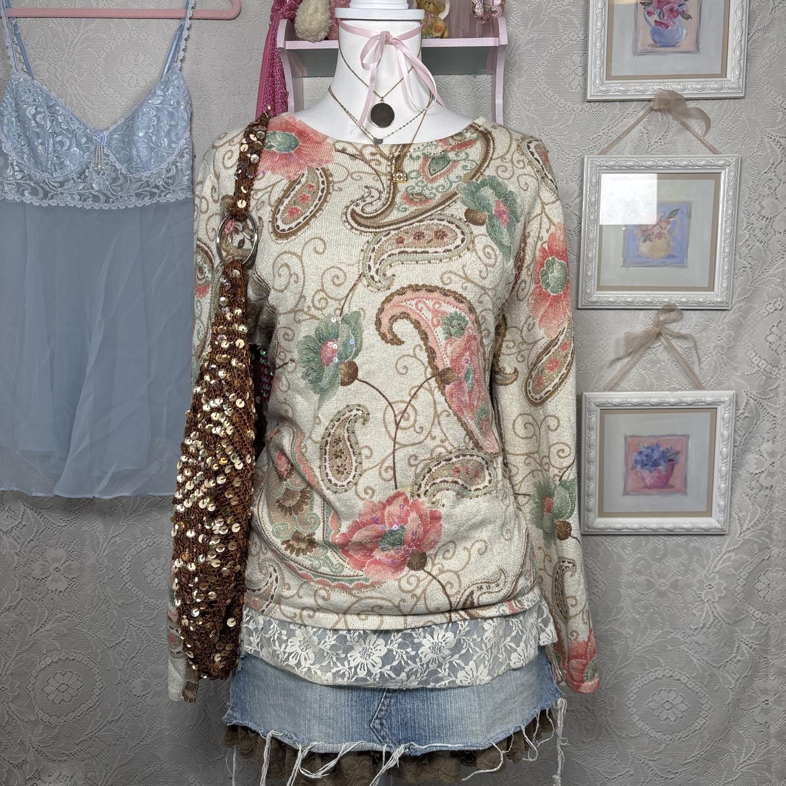 Other vintage sequin beaded floral sweater Size L / US 10 / IT 46 - 1 Thumbnail