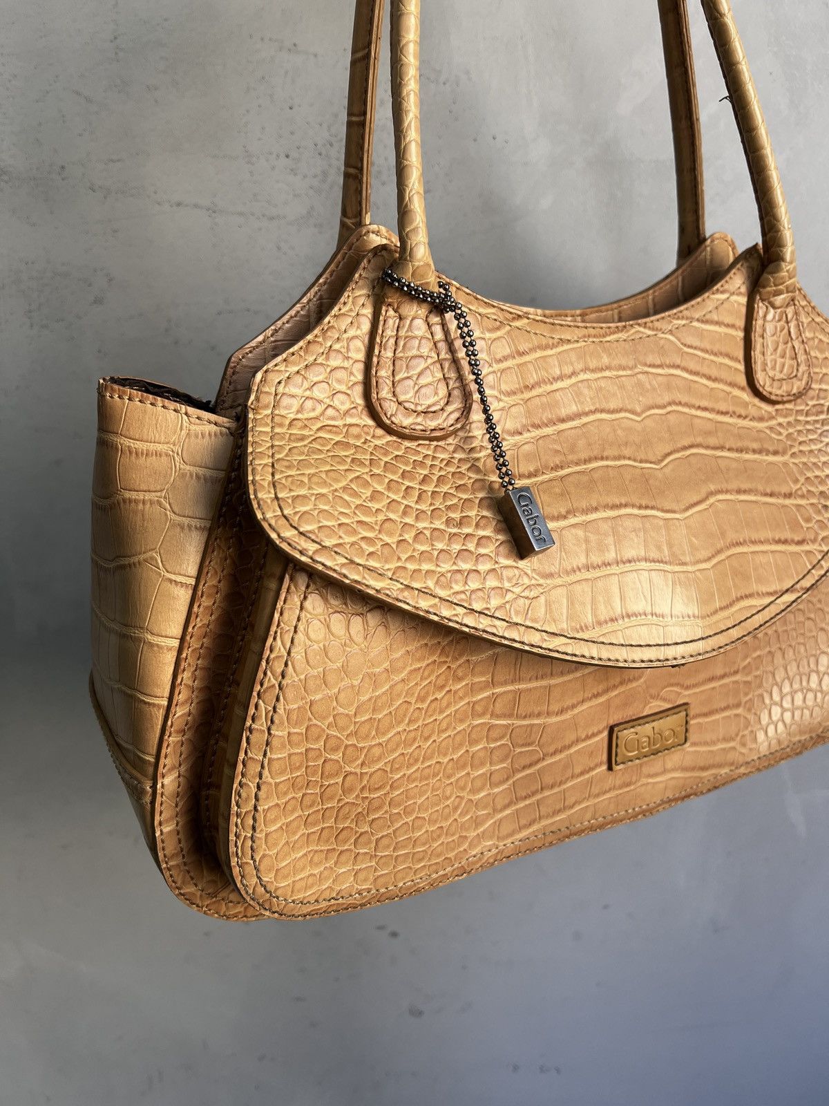 KMRii Tan Crocodile pattern Leather Handbag Y2K kmrii style Size ONE SIZE - 3 Thumbnail