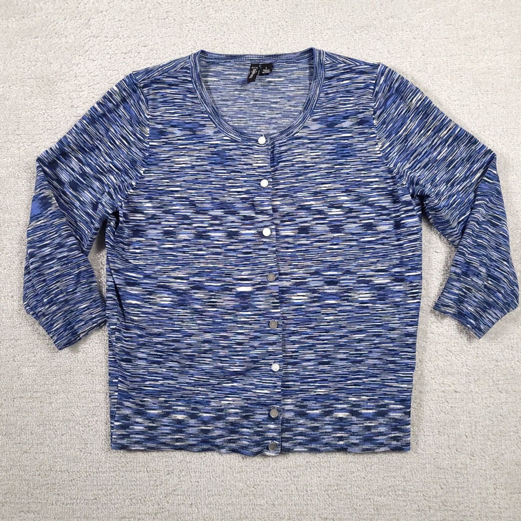 Vintage Relativity Womens Blue Striped Shirt Size Large Button Up Scoop Neck Long Sleeve Size L / US 10 / IT 46 - 2 Thumbnail