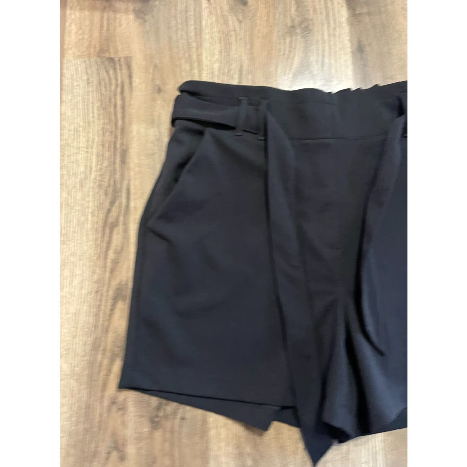 Vintage Maurices Shorts Women Large Black Tie Waist Pockets Paperbag Size 36" / US 14 / IT 50 - 3 Thumbnail