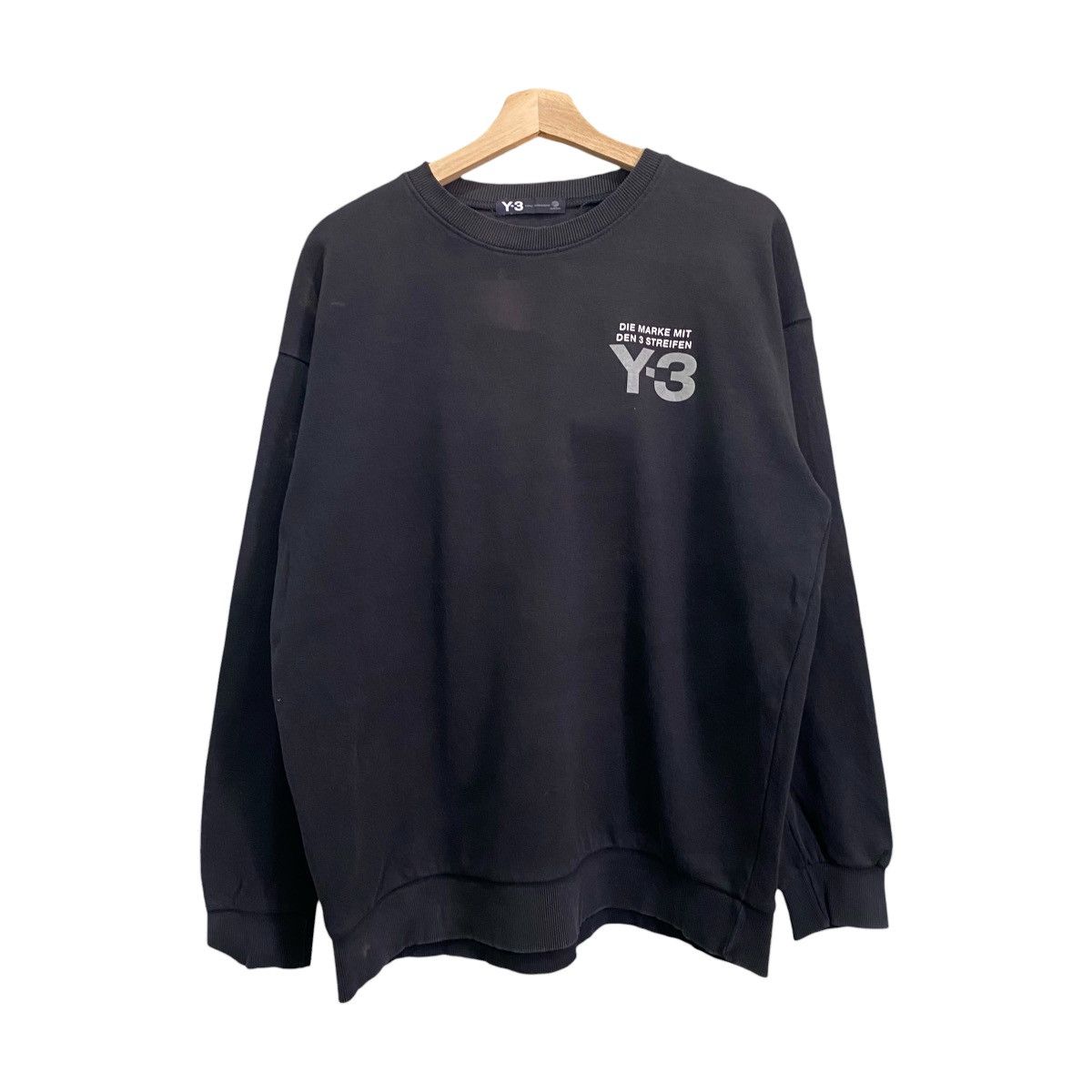 Adidas × Y-3 Adidas Y-3 Yohji Yamamoto Stacked Logo Sweatshirt Black Size US XL / EU 56 / 4 - 2 Thumbnail