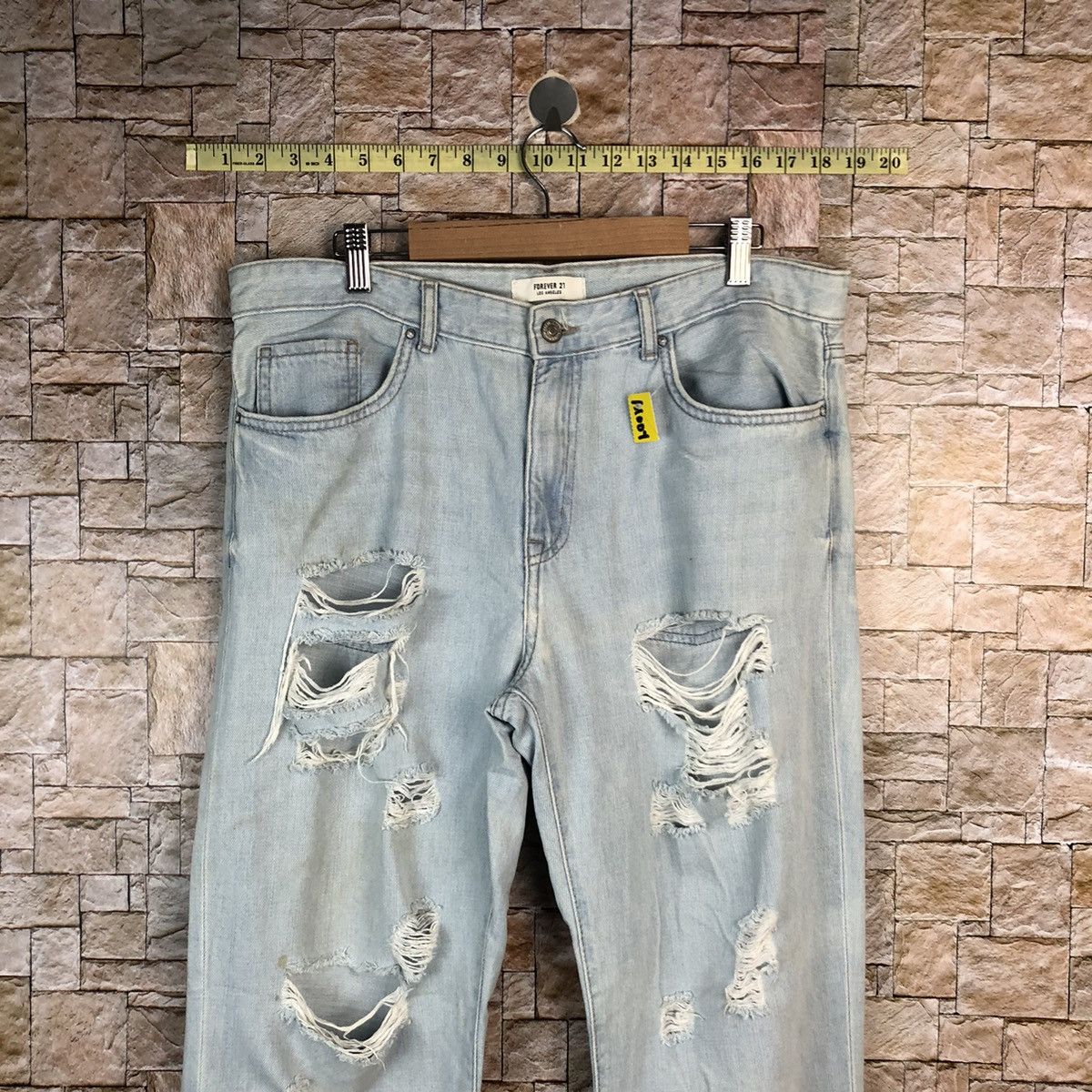 Japanese Brand Forever 21 Blue ripped Distressed Denim Pants #A1004 Size 33" - 4 Thumbnail