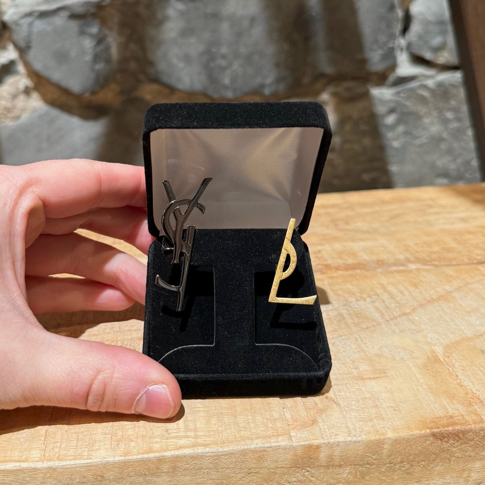 Saint Laurent Paris Saint Laurent Deconstructed Opyum Monogram Clip-on Earrings Size ONE SIZE - 3 Thumbnail