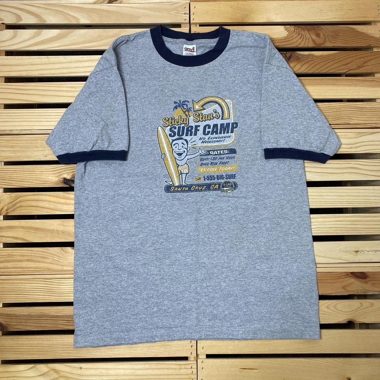 Anvil Vintage Sticky Stan's Gray Funny Surf Ringer Tee Size Large Size US L / EU 52-54 / 3 - 1 Thumbnail
