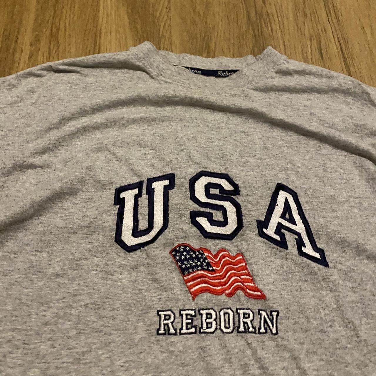 Other Grey vintage USA Reborn T-shirt with flag Size US L / EU 52-54 / 3 - 2 Thumbnail