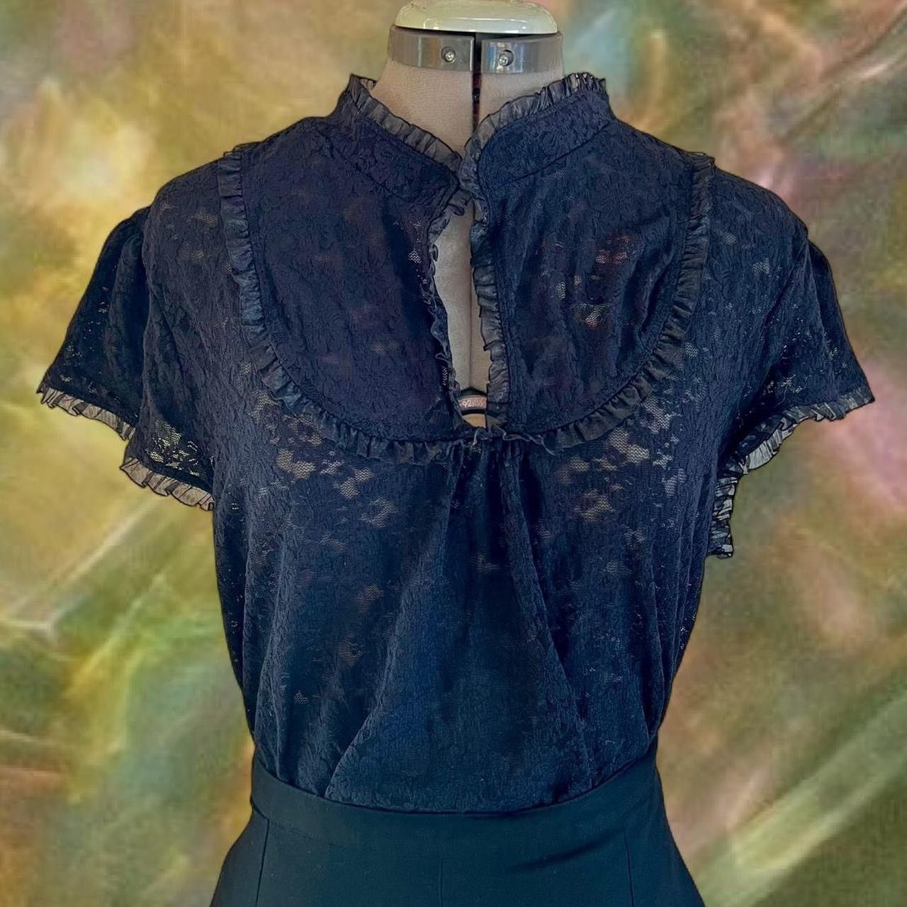 Other Black blouse with ruffles and lace trim in babydoll style 🖤 Size M / US 6-8 / IT 42-44 - 1 Thumbnail