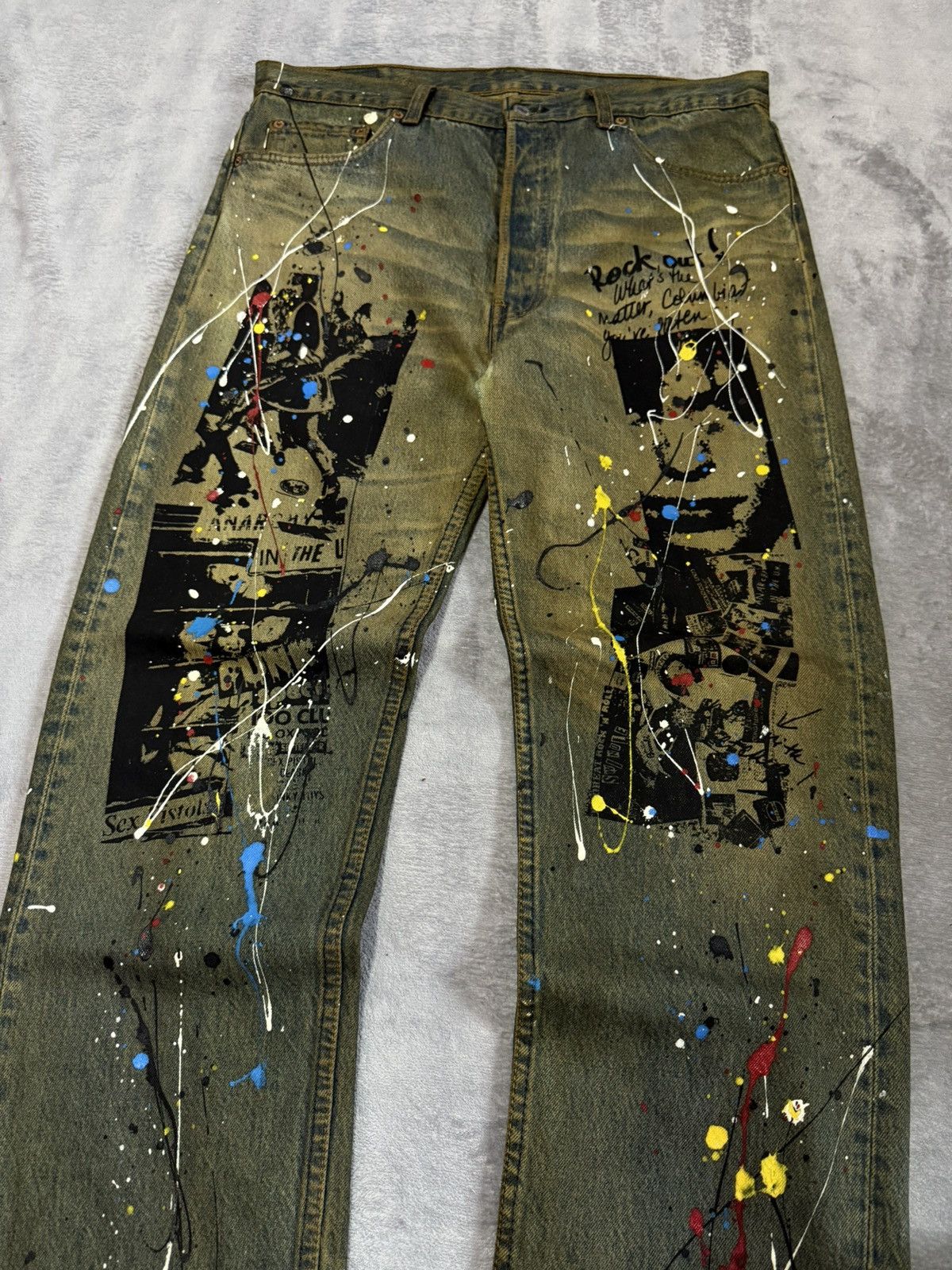 Levi's × Rei Kawakubo × Vintage Vintage LEVIS 501 Mud Wash Paint Splatter Junya Style Jeans Size US 34 / EU 50 - 3 Thumbnail