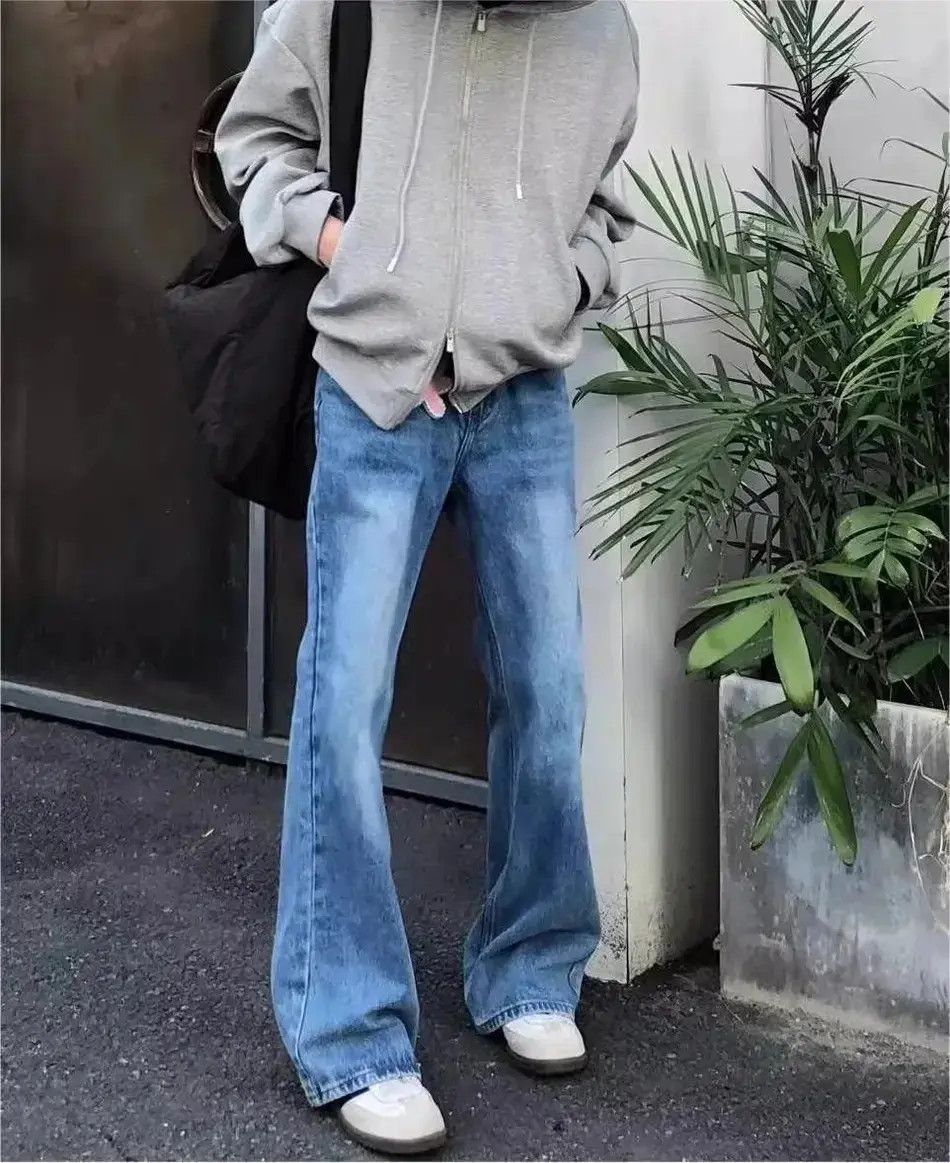 Japanese Brand Retro washed straight leg micro flared jeans Size US 30 / EU 46 - 3 Thumbnail