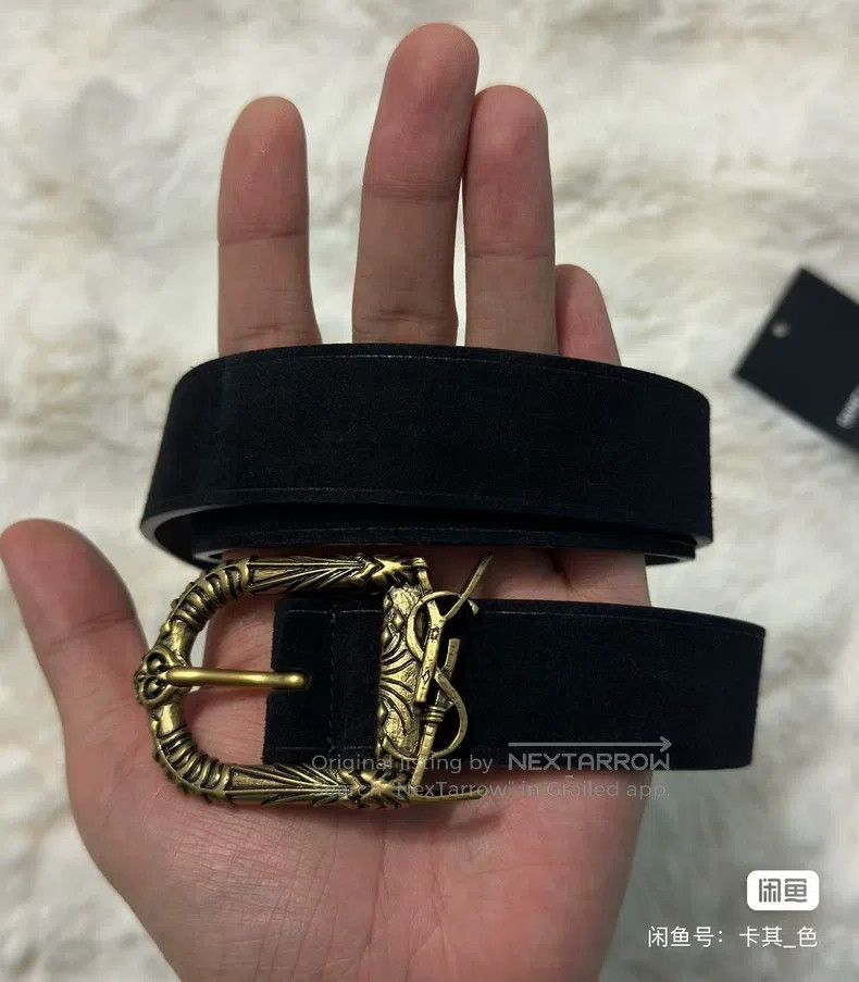 Saint Laurent Paris Saint Laurent Paris size 85 Black and Gold Logo Belt Size ONE SIZE - 1 Thumbnail