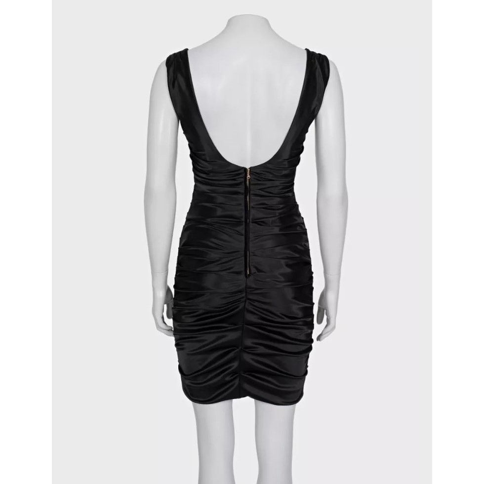 Dolce & Gabbana Dolce & Gabbana Black Draped Mini Dress - IT40/S Size S / US 4 / IT 40 - 3 Thumbnail