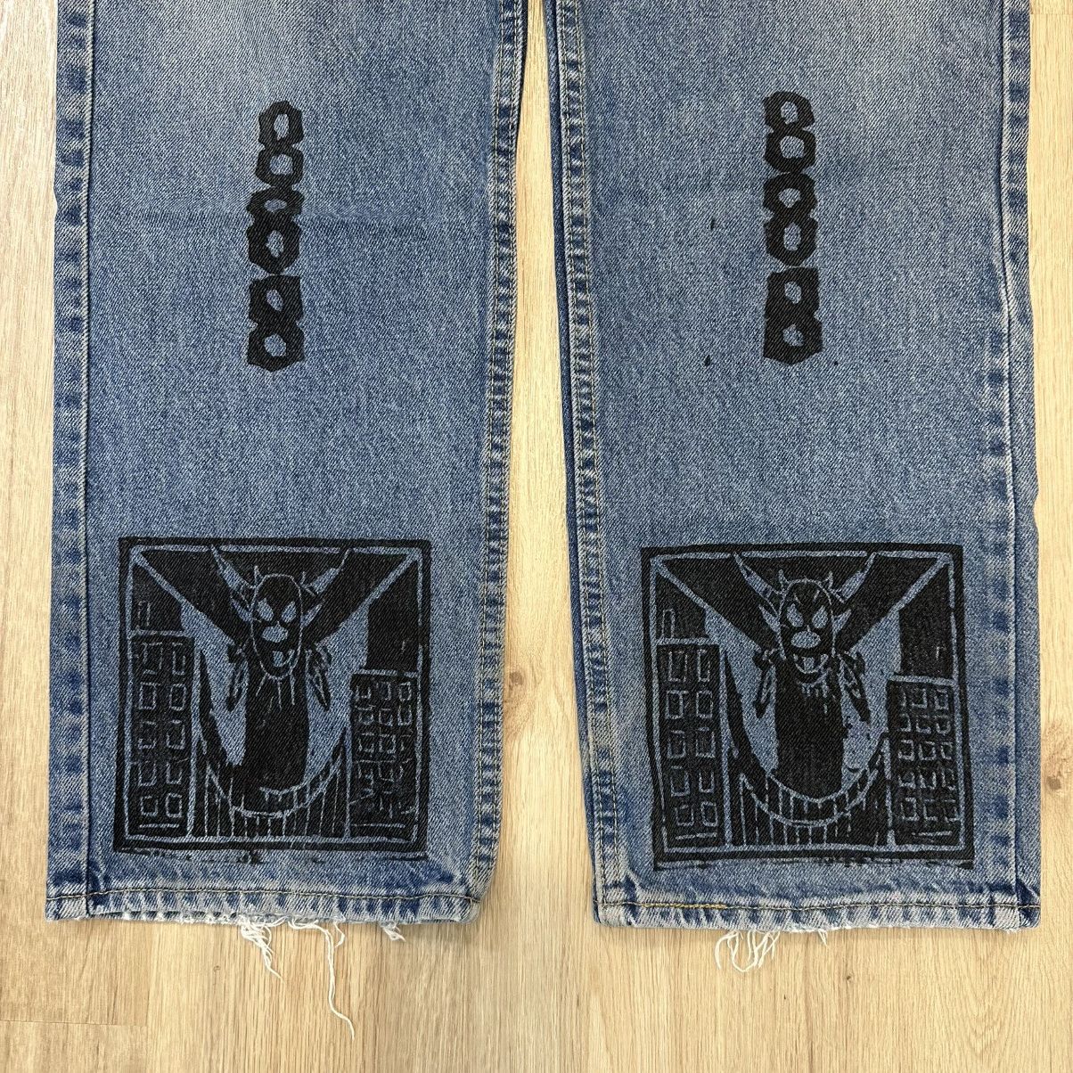 Lee Custom 1of1 Denim Jeans Ape Spit Y2K 36x32 Size US 36 / EU 52 - 3 Thumbnail