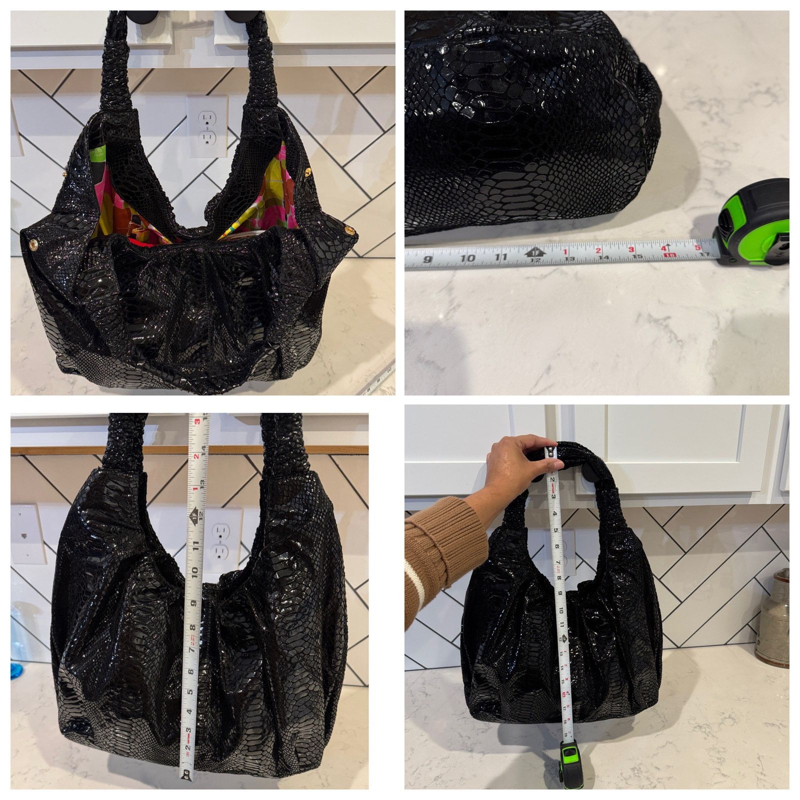 Other Vintage Perlina Y2K black snake skin leather large hobo bag Size ONE SIZE - 19 Thumbnail