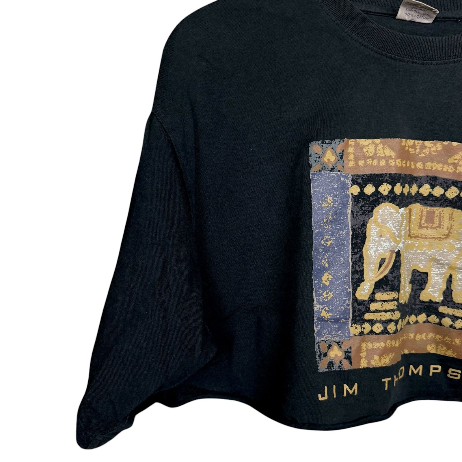 Jim Thompson Vintage 90s Jim Thompson Women's L Elephant Cropped T-Shirt Size L / US 10 / IT 46 - 4 Thumbnail