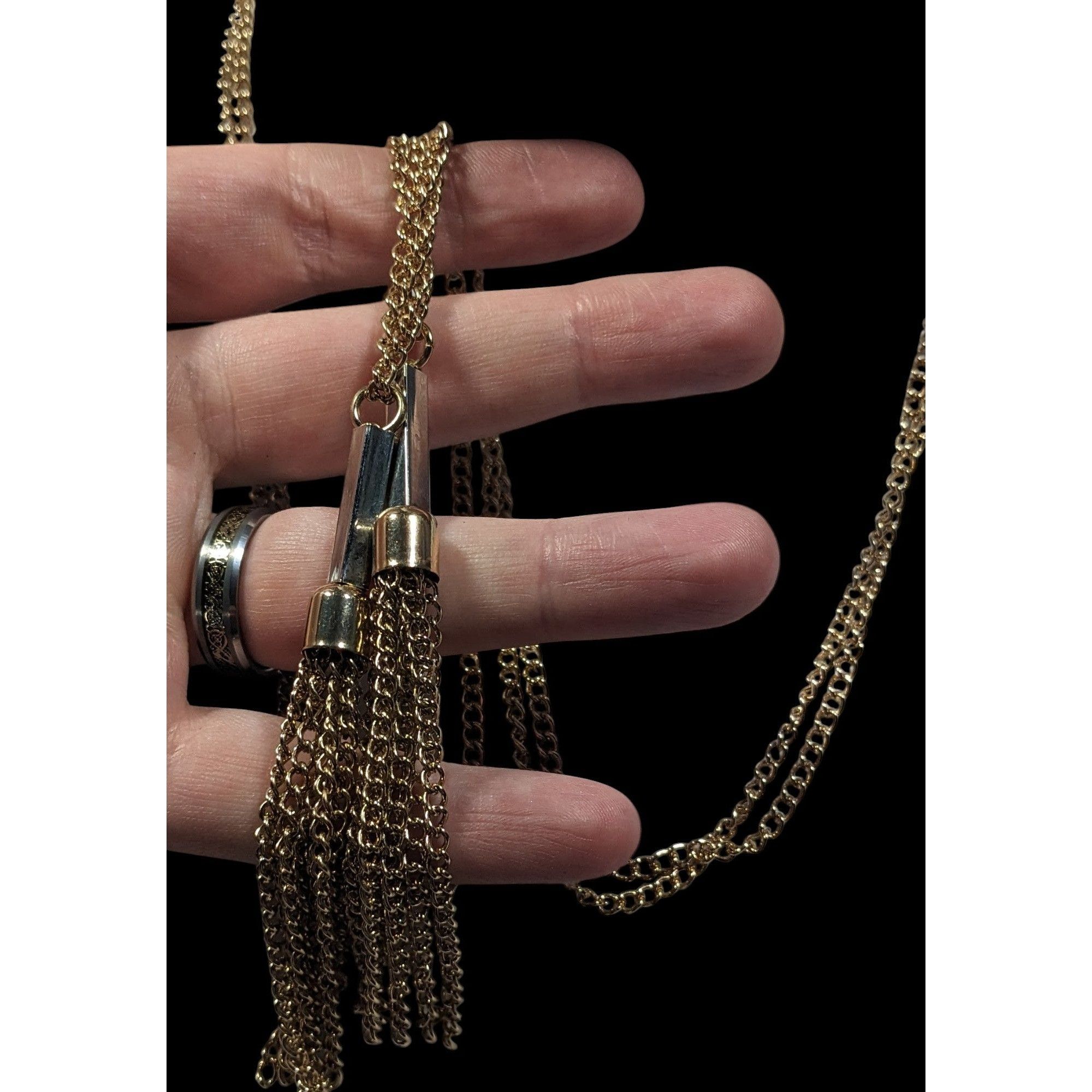 Other Chic Double Chain Tassel Gold Tone Necklace Size ONE SIZE - 5 Thumbnail
