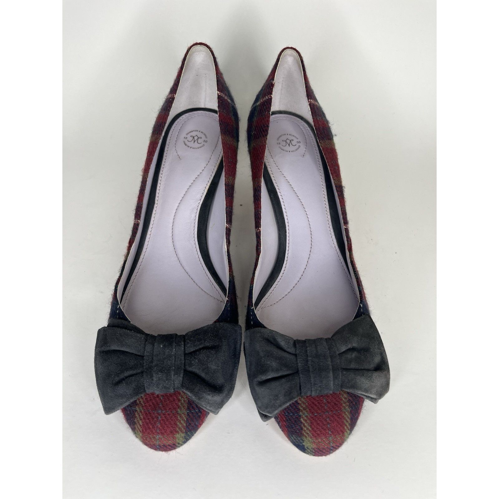 Johnston & Murphy Johnston & Murphy Red Plaid Blue Bow Round Toe Pumps Heels W Size US 10 / IT 40 - 7 Thumbnail