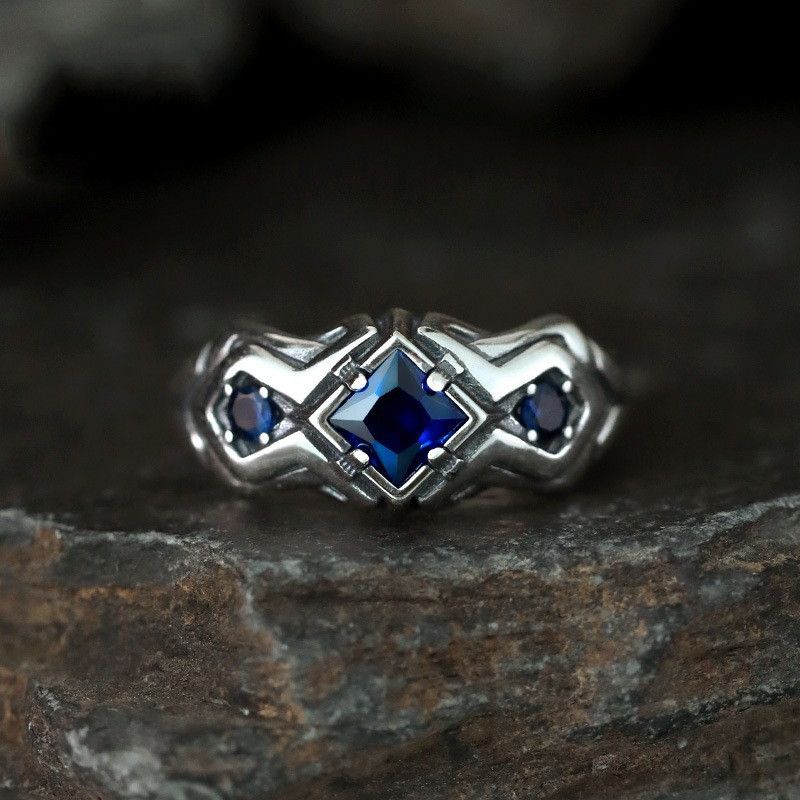 VIBE Men's Vintage Open Sapphire Ring Size ONE SIZE - 2 Thumbnail