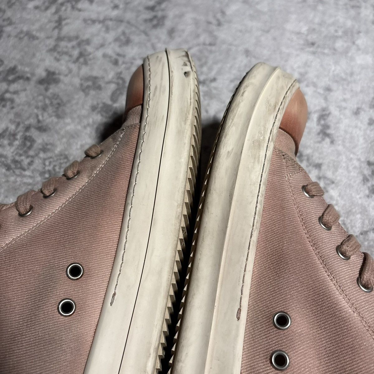 Rick Owens Drkshdw Rick Owens DRKSHDW Faded Pink Canvas Low Top Ramones | 41 Size US 8 / EU 41 - 5 Thumbnail