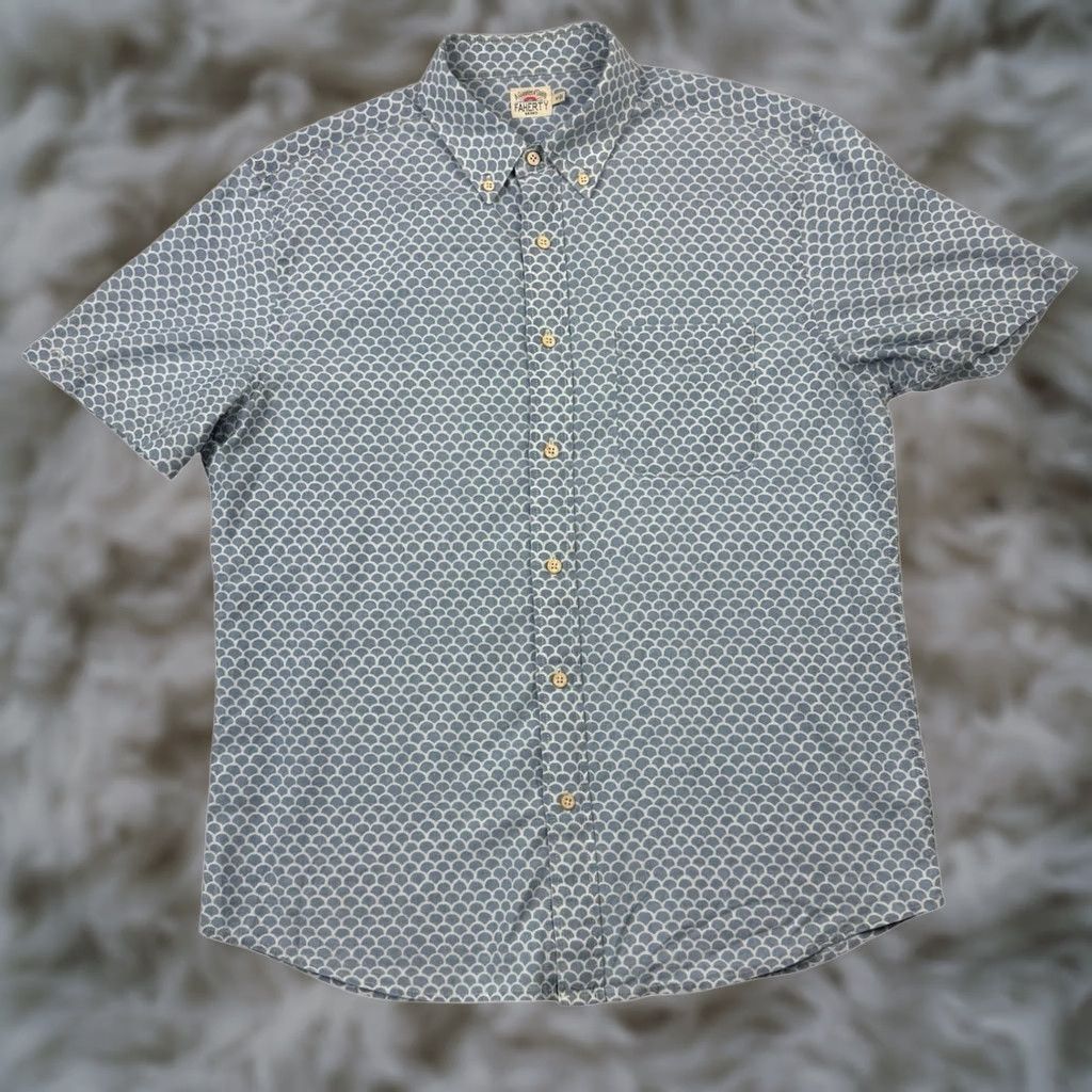 Faherty Faherty Men's Cotton S/S Button Shirt Blue/White • Medium Shirt Size US M / EU 48-50 / 2 - 1 Thumbnail