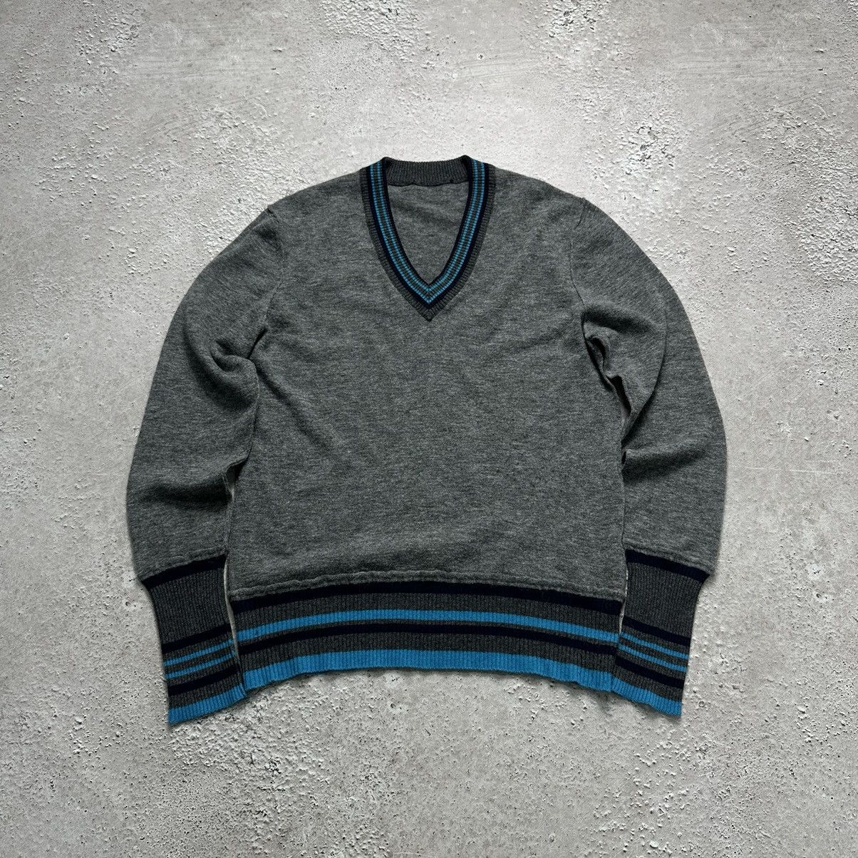 image of Dolce Gabbana Wool Cashmere V Neck Sweater in Grey, Men's (Size XL)