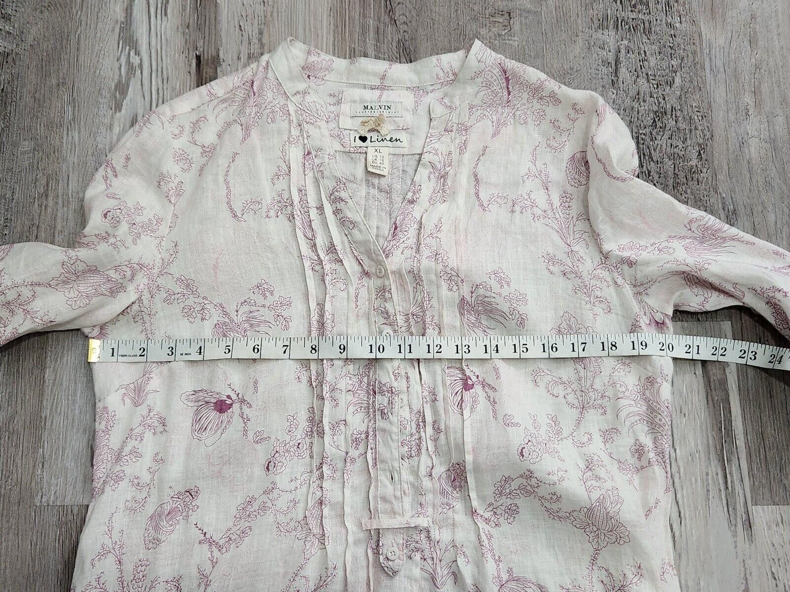 Designer Malvin I Love Linen Top Extra Large Tunic Shirt 3/4 Sleeves Size XL / US 12-14 / IT 48-50 - 5 Thumbnail