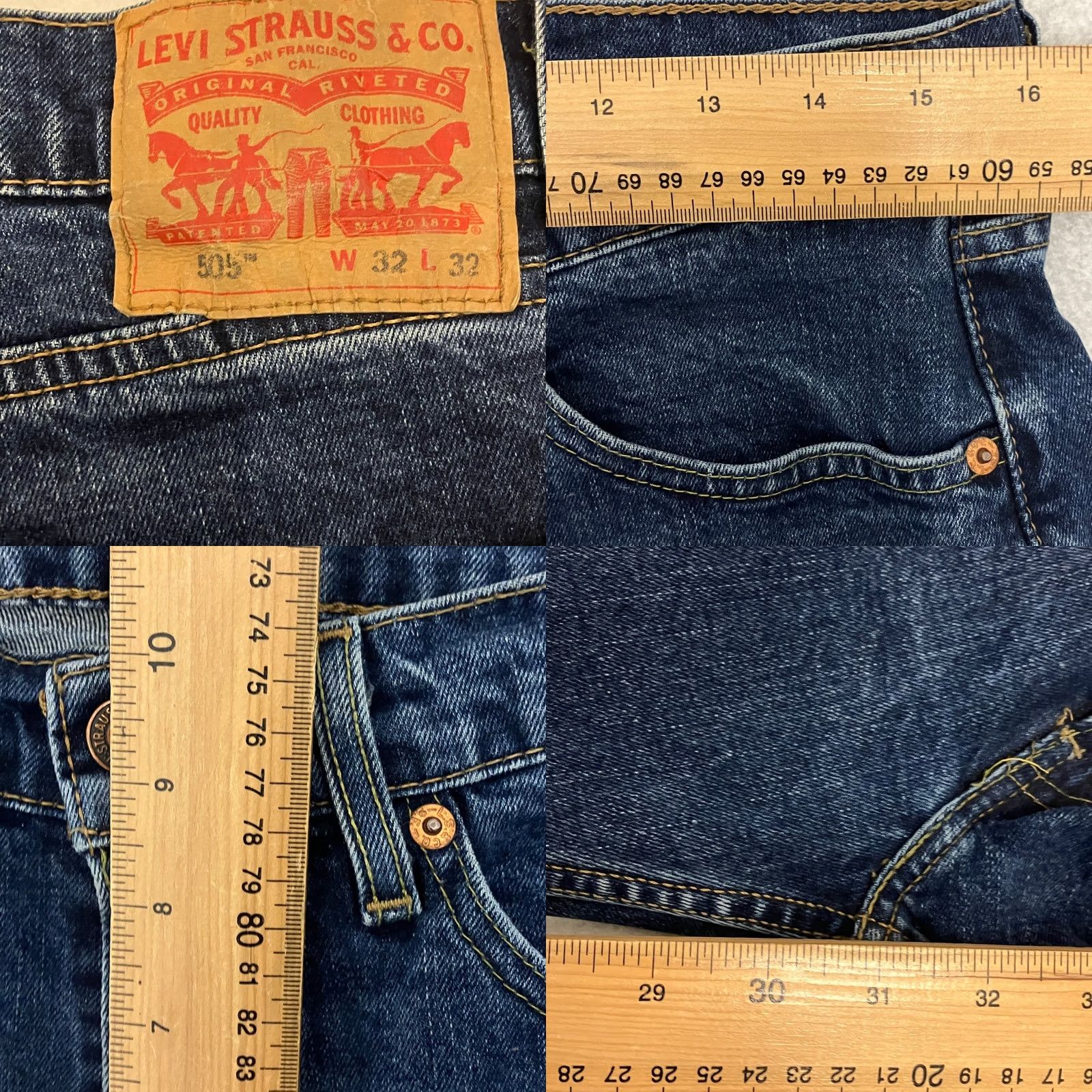 Levi's Levi’s 505 Jeans Mens 32W 31L Blue Regular Straight Leg Stretch Denim Red Tab Size US 32 / EU 48 - 8 Thumbnail