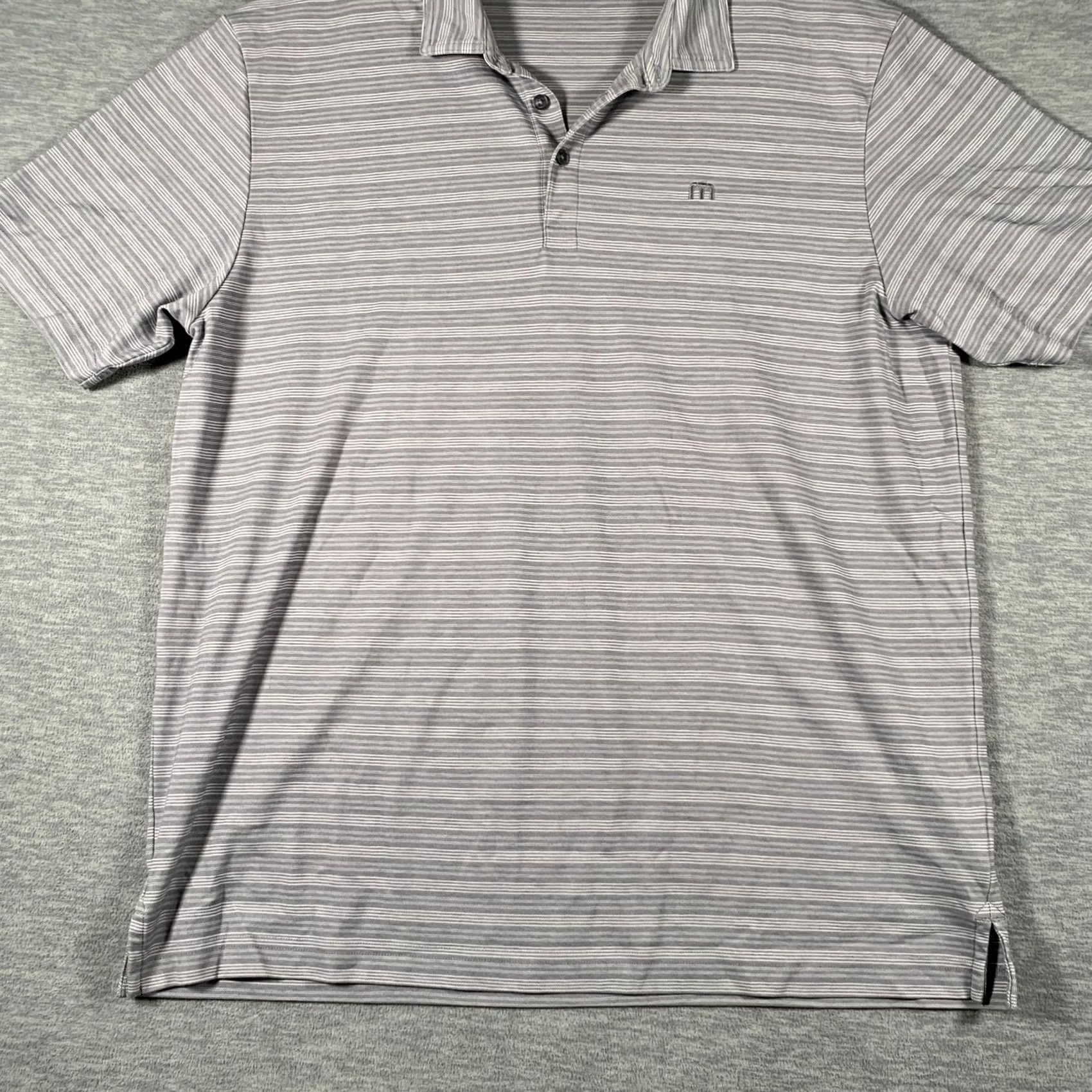 TravisMathew Travis Mathew Polo Shirt Mens XL Gray Micro Stripe Golf Performance Short Sleeve Size US XL / EU 56 / 4 - 3 Thumbnail