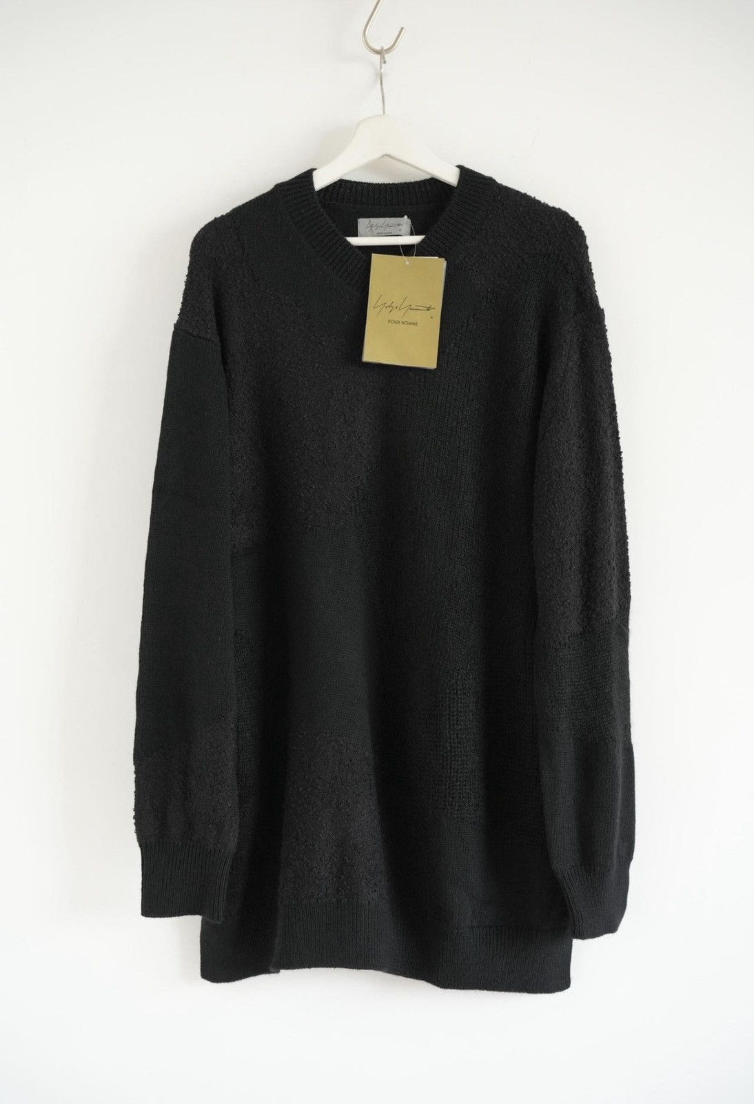 Yohji Yamamoto Black Textured Long Sleeve Sweater Size US L / EU 52-54 / 3 - 1 Thumbnail