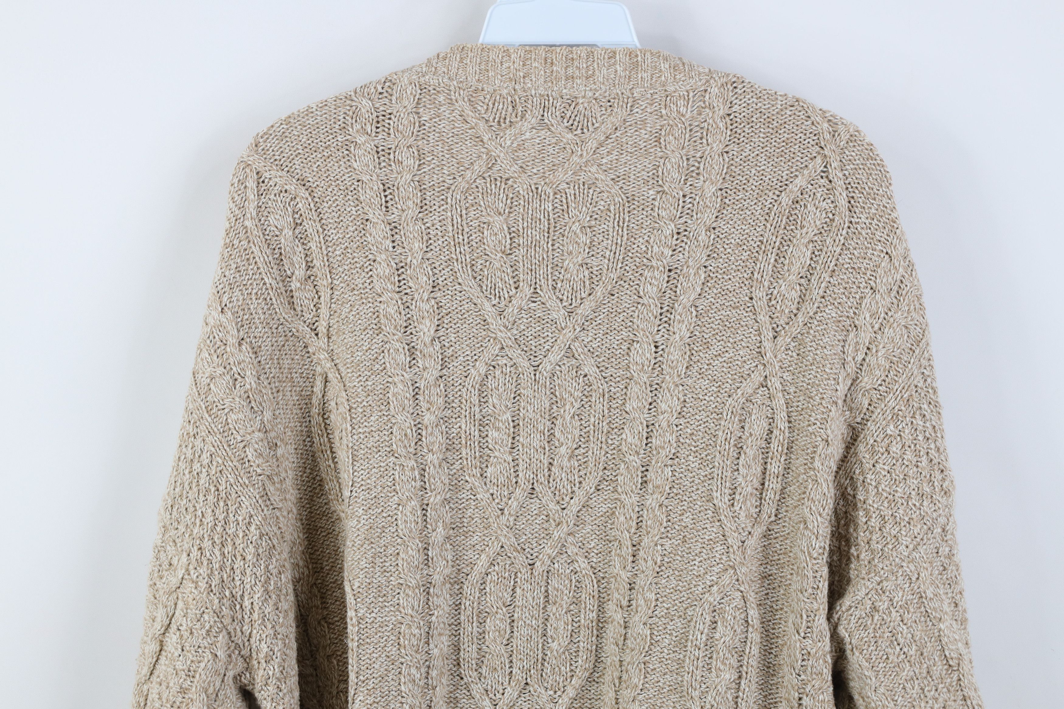 Vintage Vintage 90s Streetwear Cable Fisherman Sweater Oatmeal USA Size US L / EU 52-54 / 3 - 9 Thumbnail