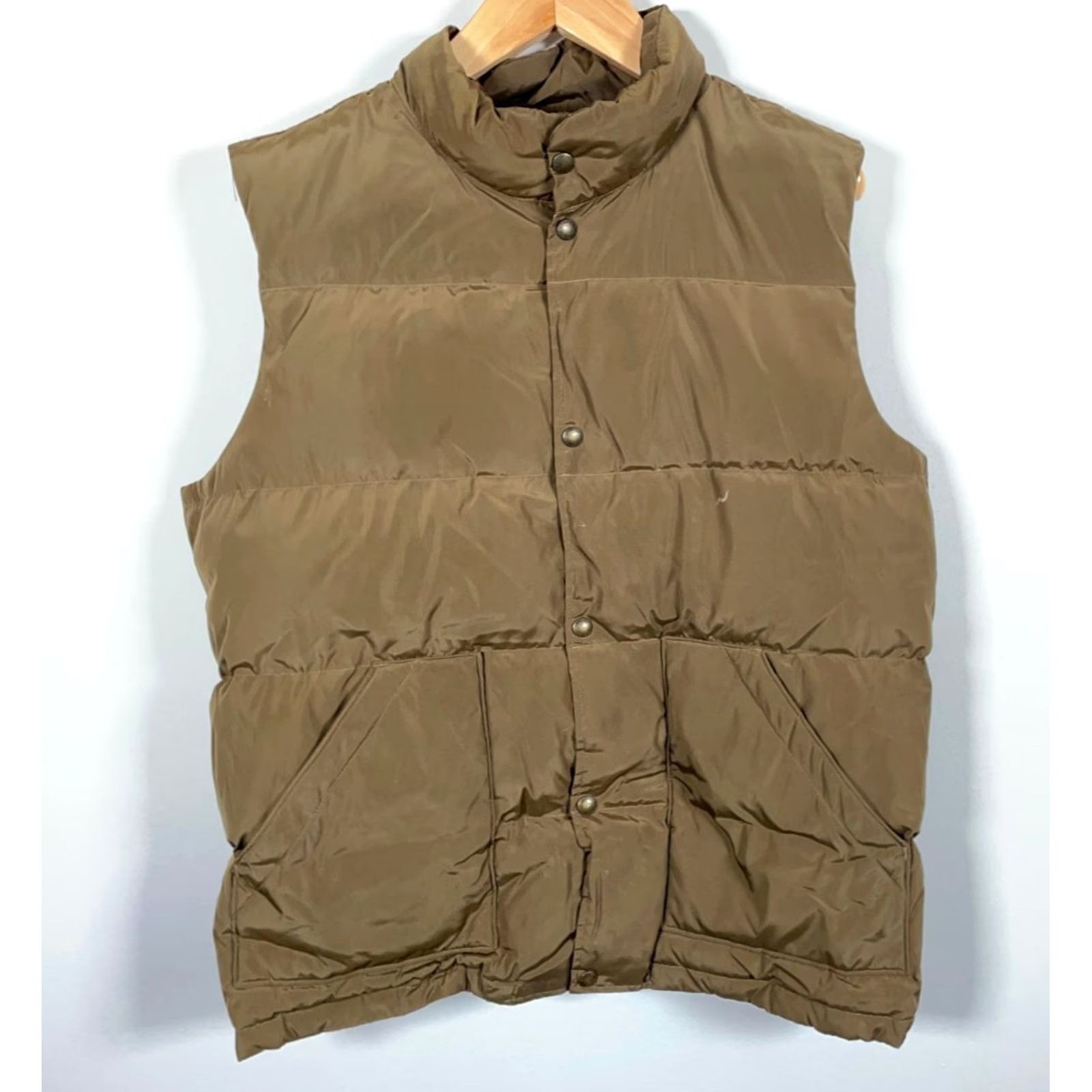 Lands' End Lands' End Down Puffer Vest Men's Large Golden Brown Snap Button Outdoors Vest Size US L / EU 52-54 / 3 - 2 Thumbnail