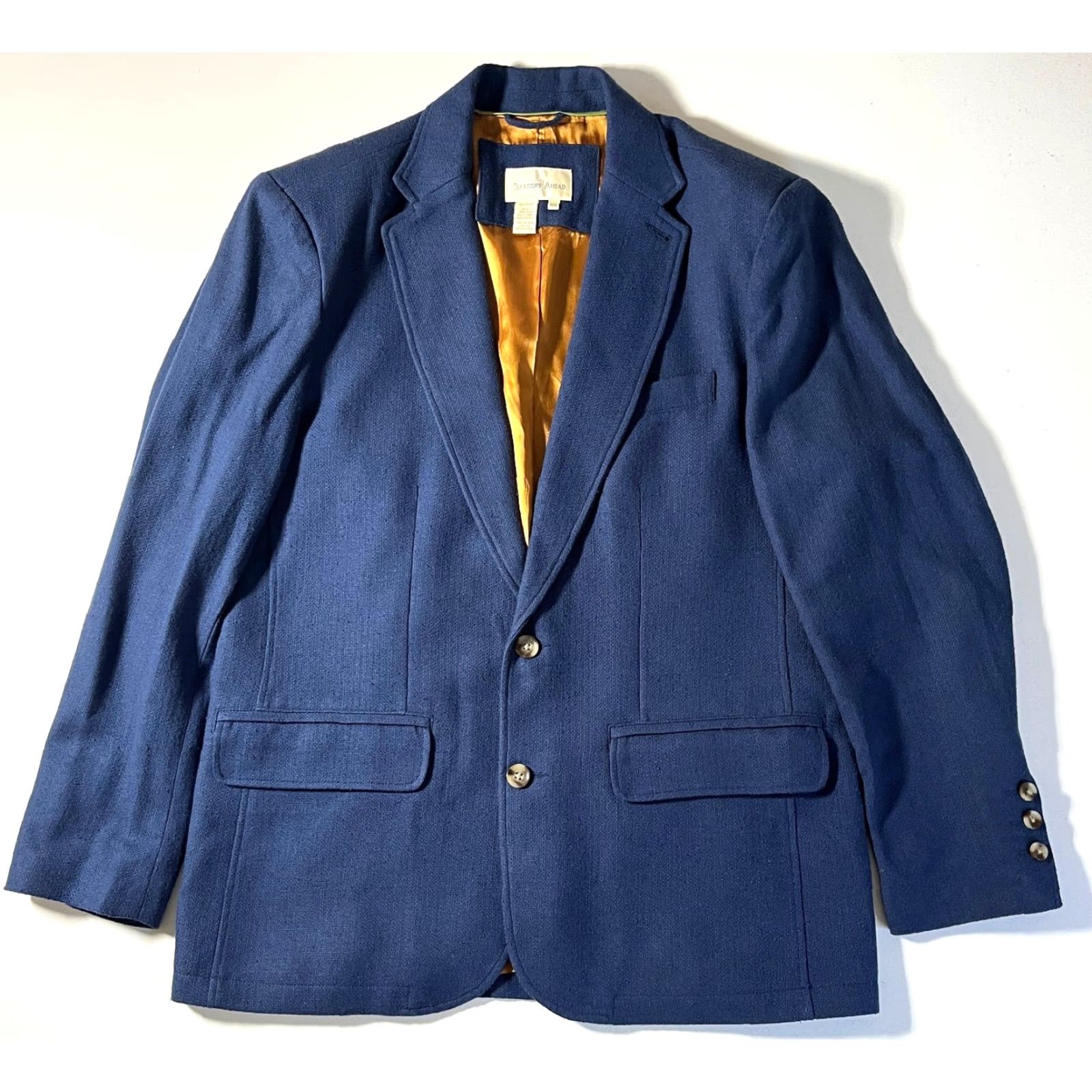 The Territory Ahead VINTAGE Territory Ahead Blazer Jacket Men 42R Blue Silk Regular Buttons Pockets Classic, Preppy Clothing Size 42R - 3 Thumbnail