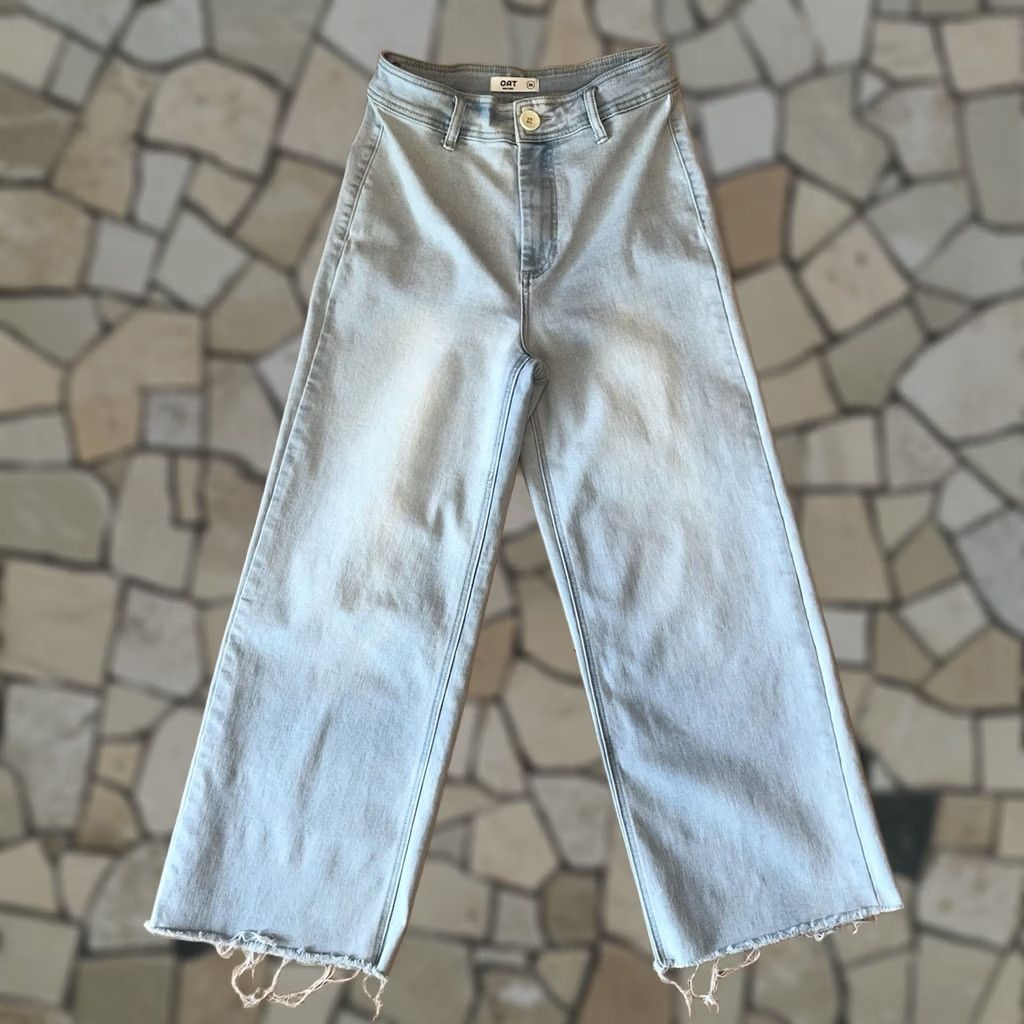 Vintage OAT NEW YORK WIDE LEG BLUE JEANS - High Rise Denim Size 28" / US 6 / IT 42 - 1 Thumbnail