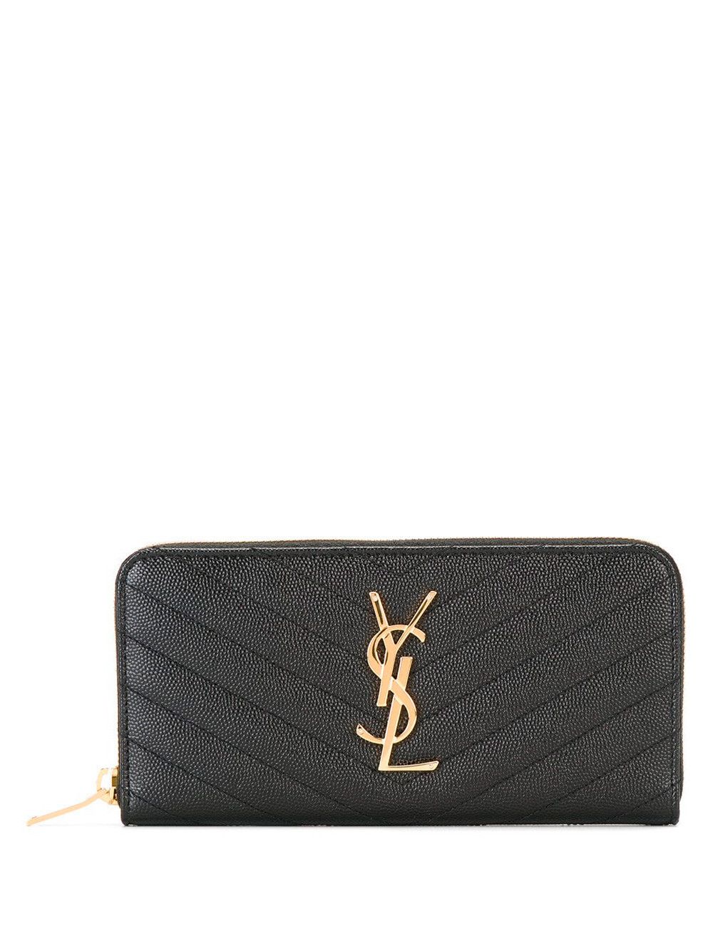 Saint Laurent Paris CASSANDRE MATELASSÉ ZIP AROUND WALLET IN GRAIN DE POUDRE LEATHER Size ONE SIZE - 1 Thumbnail