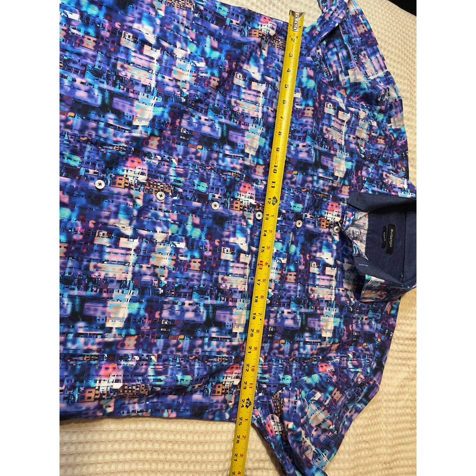 BUGATCHI Bugatchi Shaped Fit Cotton Abstract Purple Button Up XXL Size US XXL / EU 58 / 5 - 4 Thumbnail