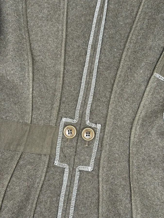 Dior AW2006 Christian Dior Khaki Wool Contrast Stitch Blazer Jacket Size M / US 6-8 / IT 42-44 - 9 Thumbnail