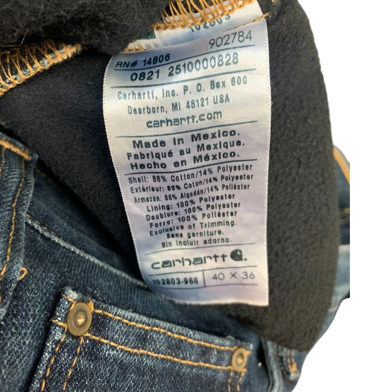 Carhartt NWT CARHARTT Relaxed Fit Flannel-Lined 5 pkt Jean SZ 40 x 36 Size US 40 / EU 56 - 8 Thumbnail