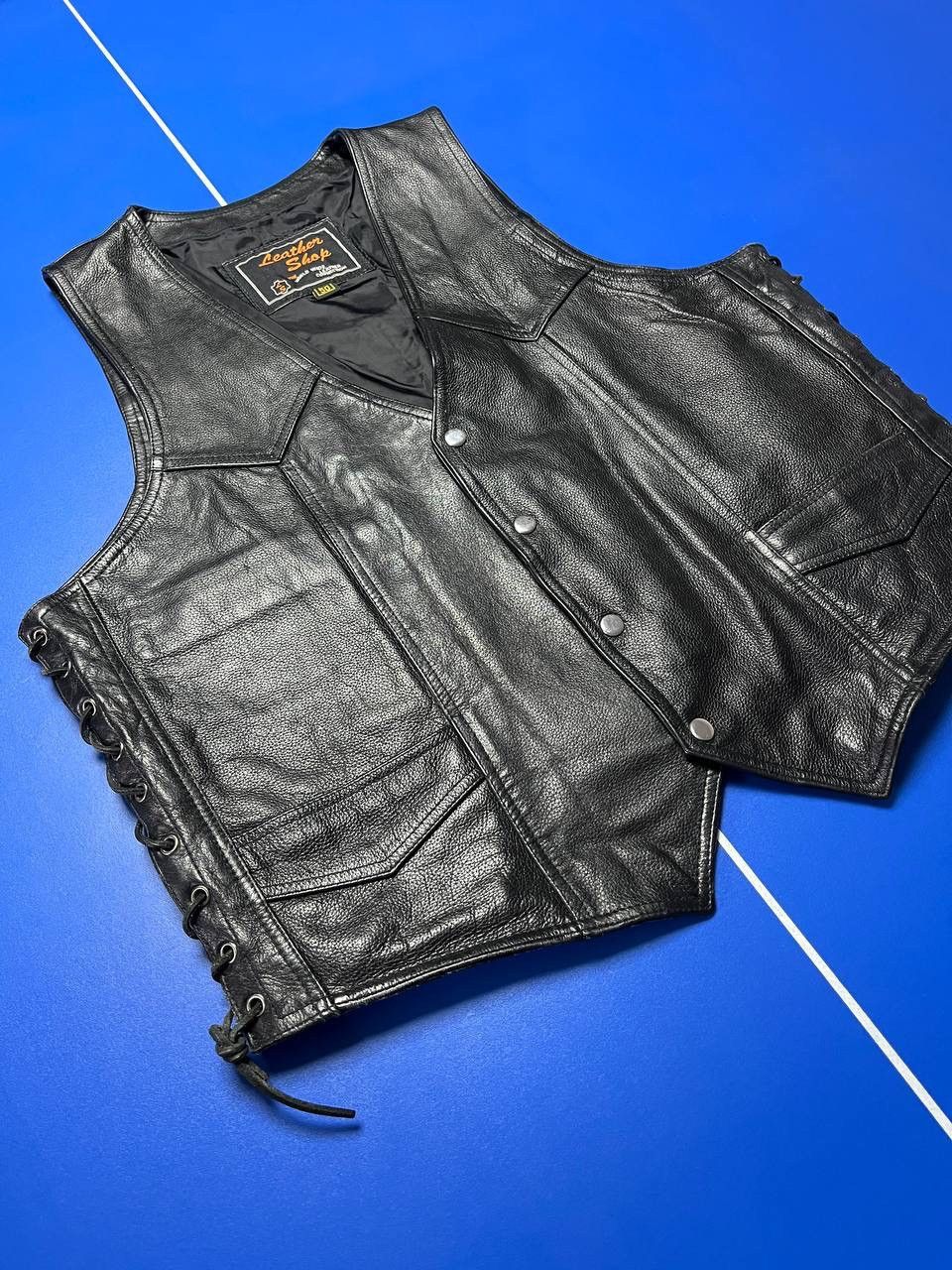 The Leather Shop Leather Motorcycle Biler Vest Size 50S - 2 Thumbnail