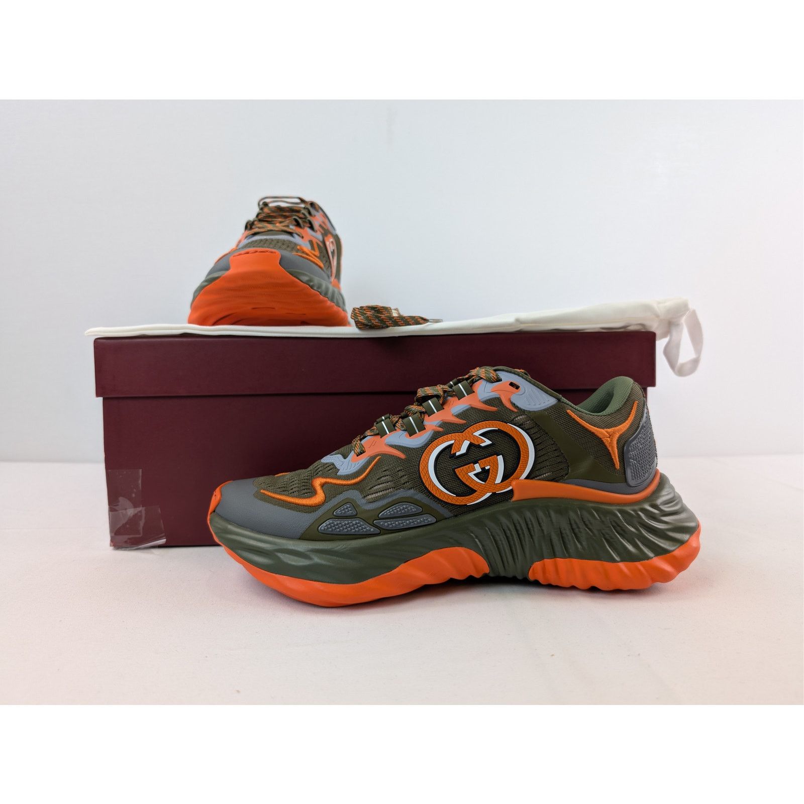Gucci o1rshd1 Ripple Mesh Low Top Sneakers in Green / Orange Size US 8 / EU 41 - 18 Thumbnail