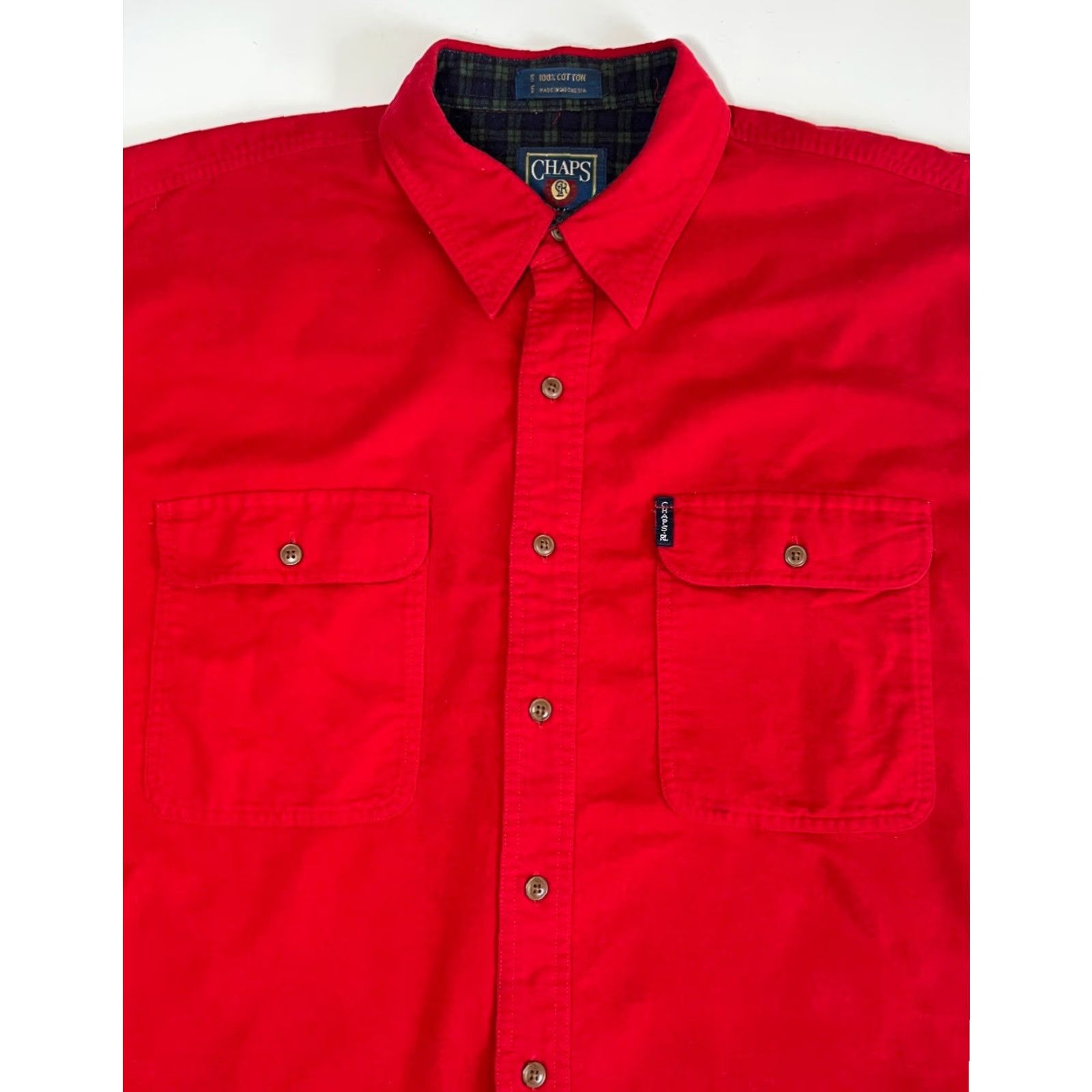 Ralph Lauren VINTAGE Chaps Ralph Lauren Button-Up Shirt Mens XL Red 90s Vintage Americana Classic 2 Pockets Size US XL / EU 56 / 4 - 4 Thumbnail